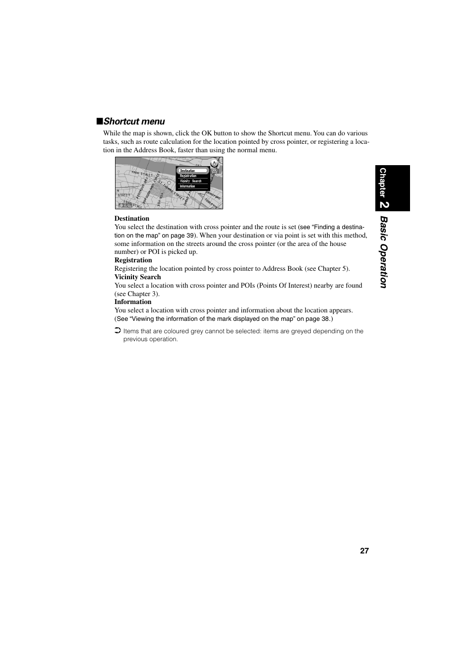 Shortcut menu, Basic operation ■ shortcut menu | Pioneer AVIC-70D User Manual | Page 29 / 124