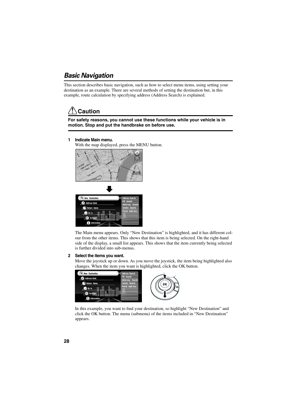 Basic navigation, Caution | Pioneer AVIC-70D User Manual | Page 30 / 124