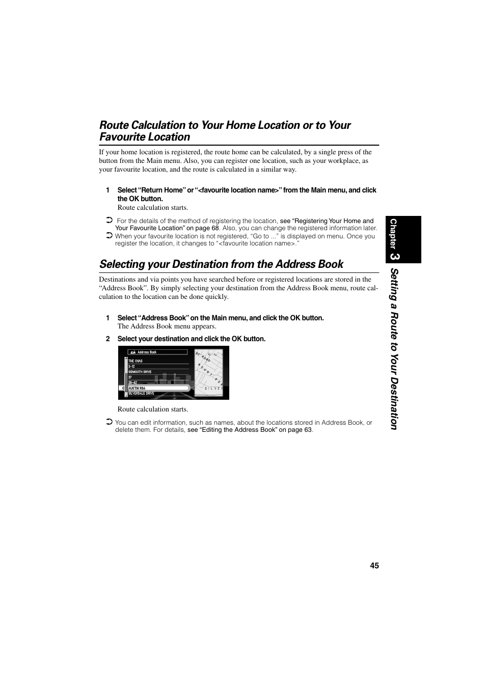 Selecting your destination from the address book | Pioneer AVIC-70D User Manual | Page 47 / 124