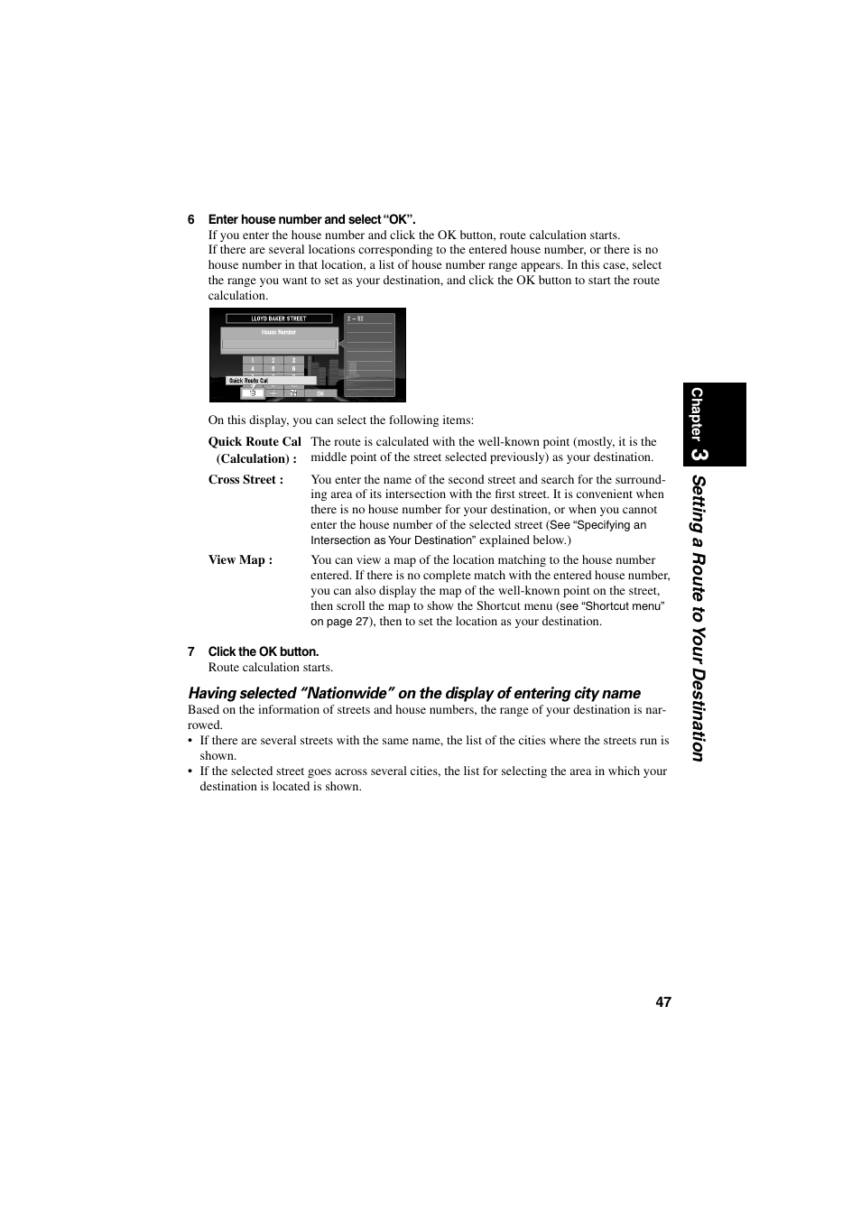 To the step, Name, Setting a route to y our destination | Pioneer AVIC-70D User Manual | Page 49 / 124