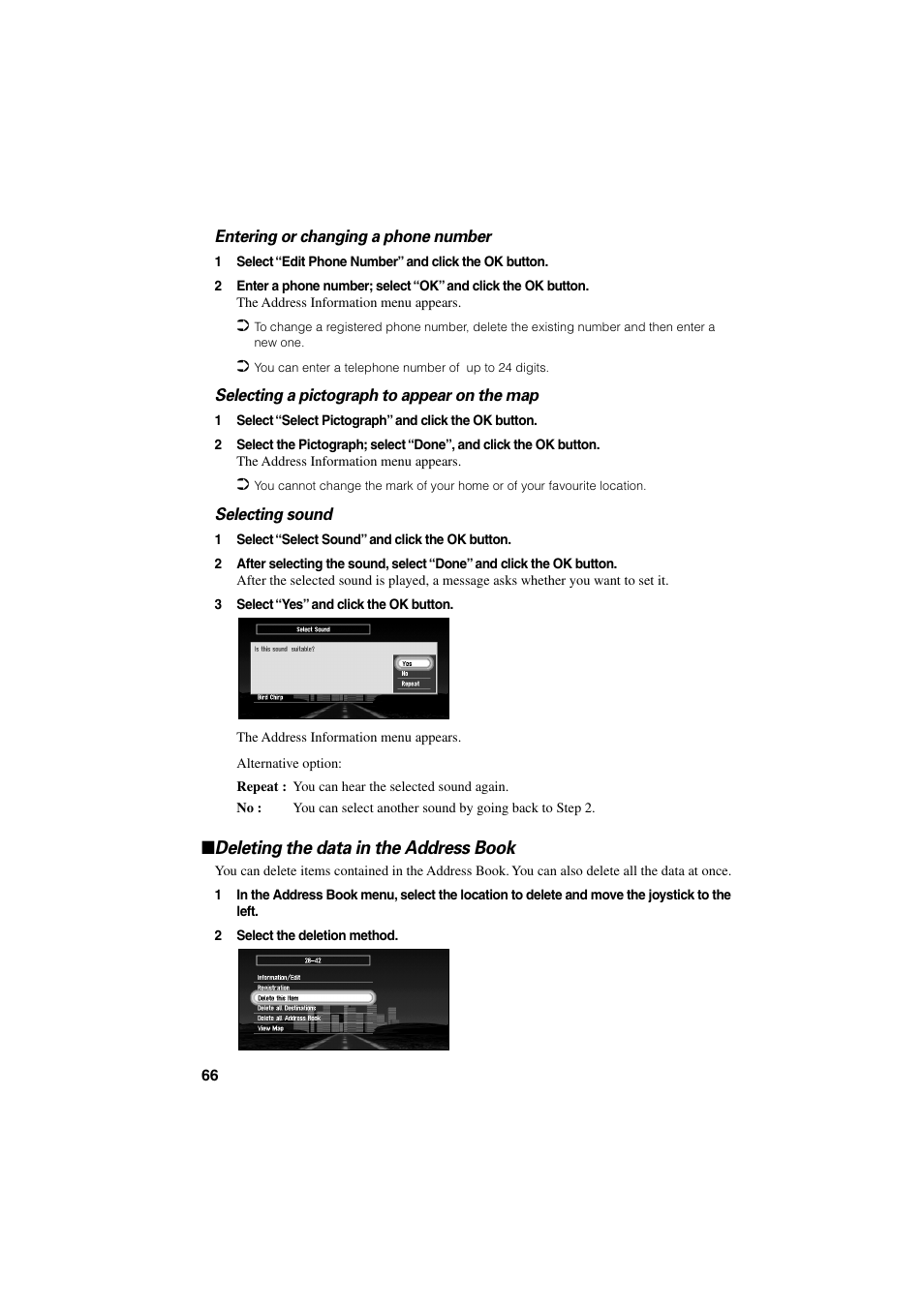 Deleting the data in the address book | Pioneer AVIC-70D User Manual | Page 68 / 124