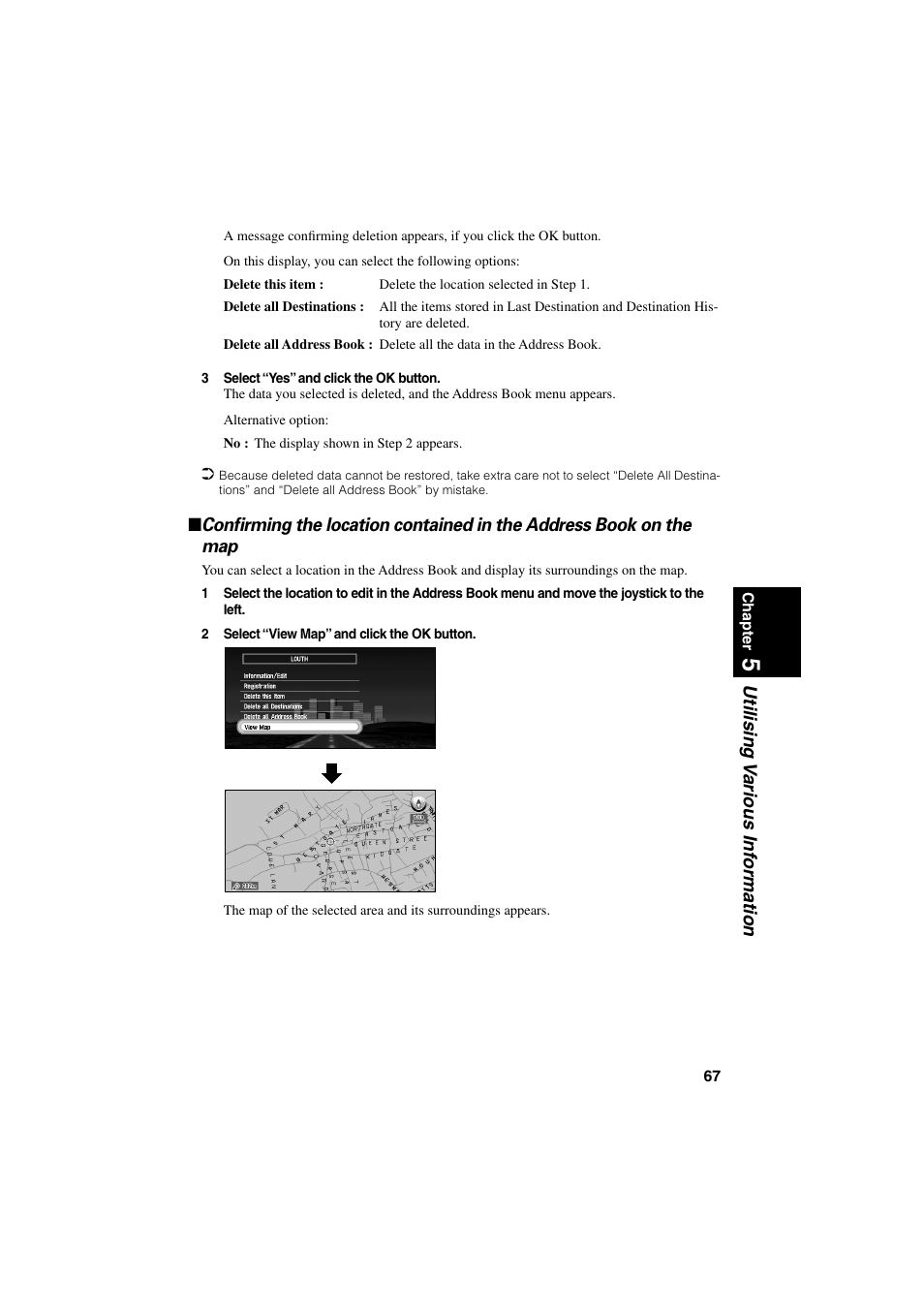 Utilising v arious inf ormation | Pioneer AVIC-70D User Manual | Page 69 / 124