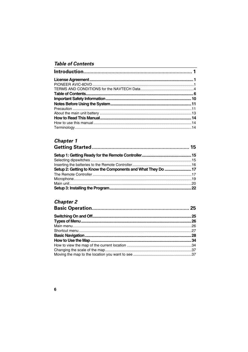 Pioneer AVIC-70D User Manual | Page 8 / 124