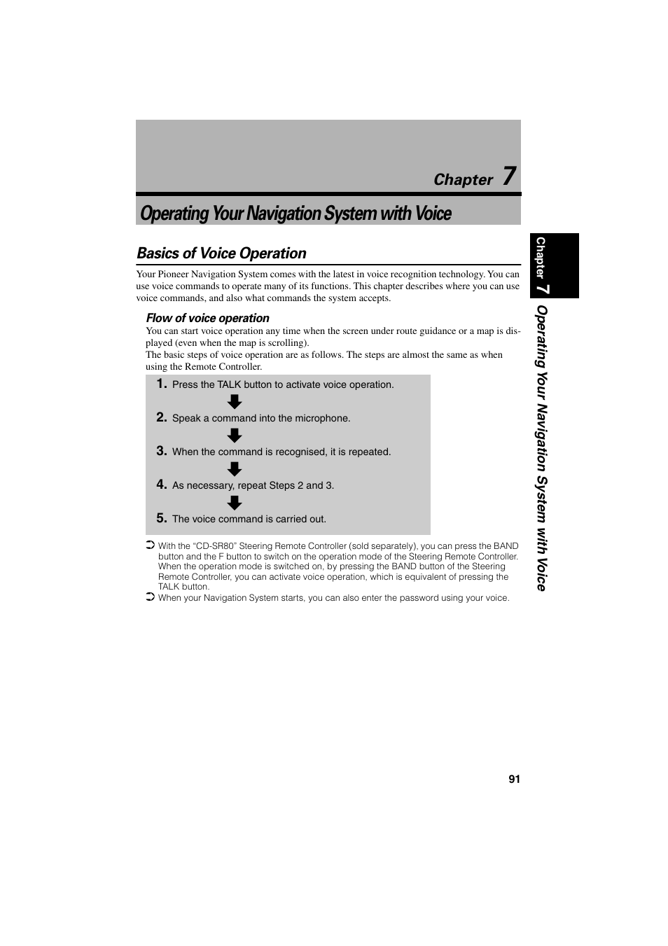 Chapter 7, Operating your navigation system with voice, Basics of voice operation | Chapter 7, Chapter | Pioneer AVIC-70D User Manual | Page 93 / 124