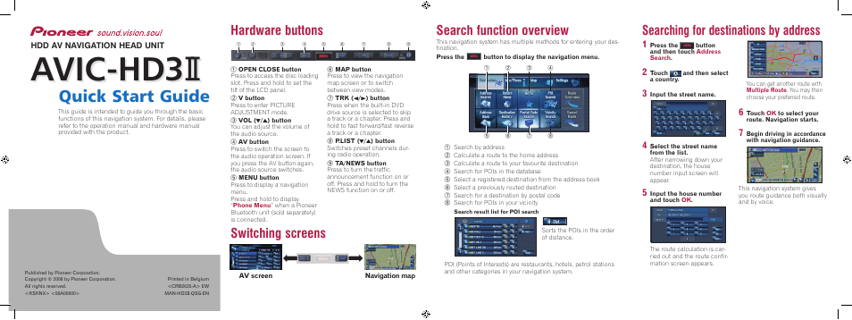 Pioneer AVIC-HD3-II User Manual | 2 pages
