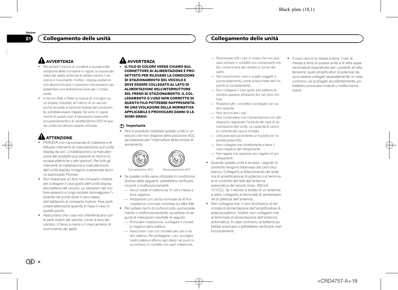 Manuale d, Installazione, Sintolettore dvd rds con av | Collegamento delle unità | Pioneer AVH-X3600DAB User Manual | Page 18 / 52