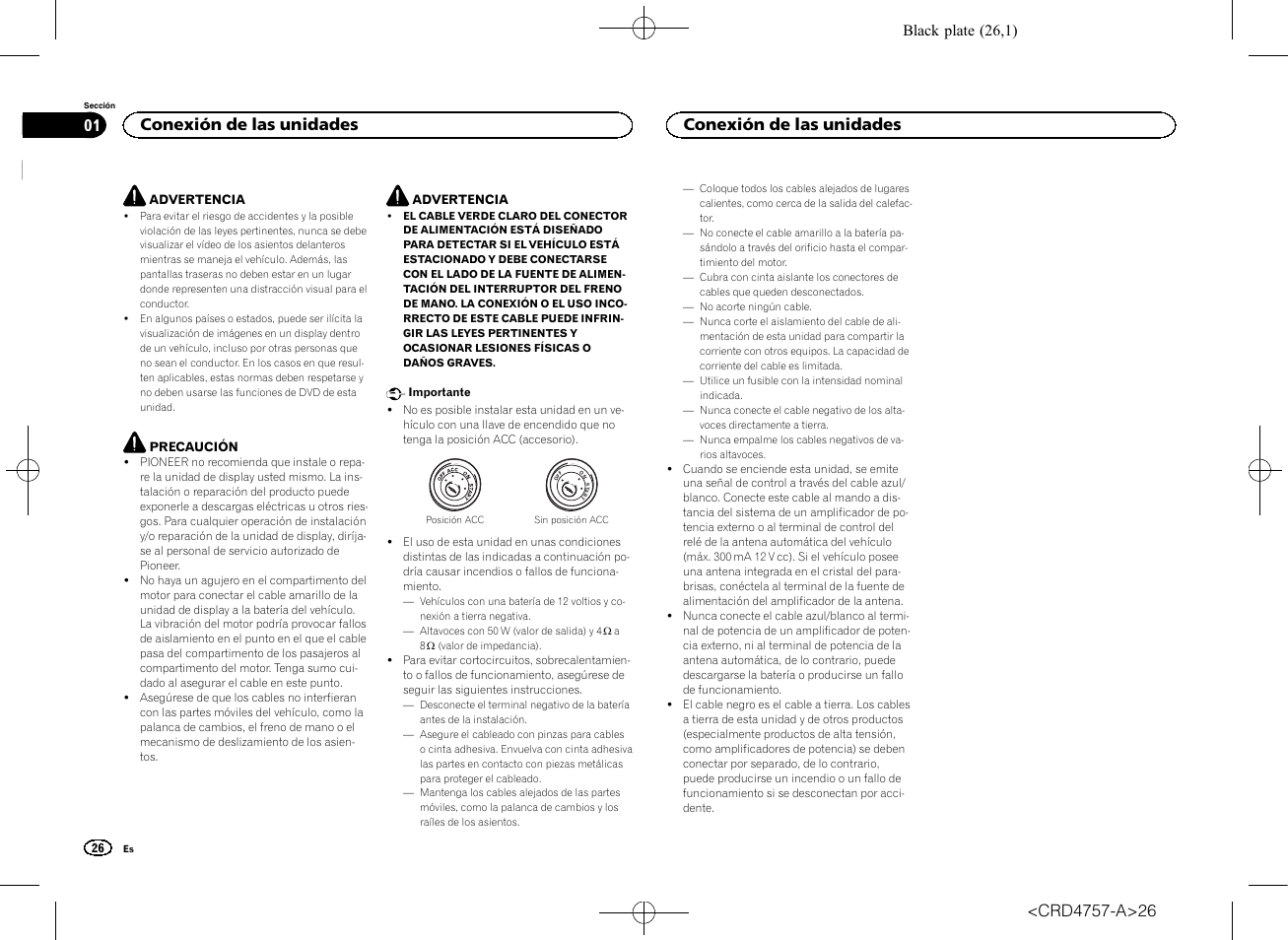 Manual de instalación, Radio av rds con dvd, Conexión de las unidades | Pioneer AVH-X3600DAB User Manual | Page 26 / 52