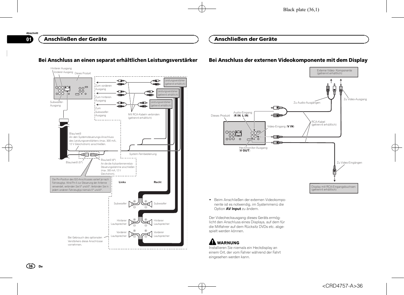 Anschließen der geräte, Black plate (36,1) | Pioneer AVH-X3600DAB User Manual | Page 36 / 52