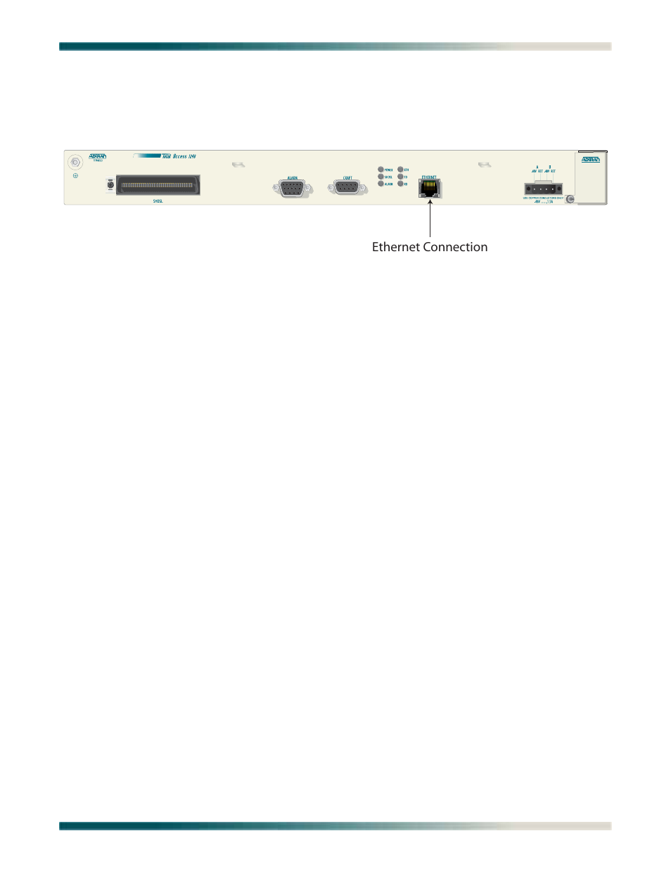 Ethernet connection, Ethernet connection -9, Figure 3-7. ethernet port -9 | ADTRAN Total Access 1240 User Manual | Page 31 / 146