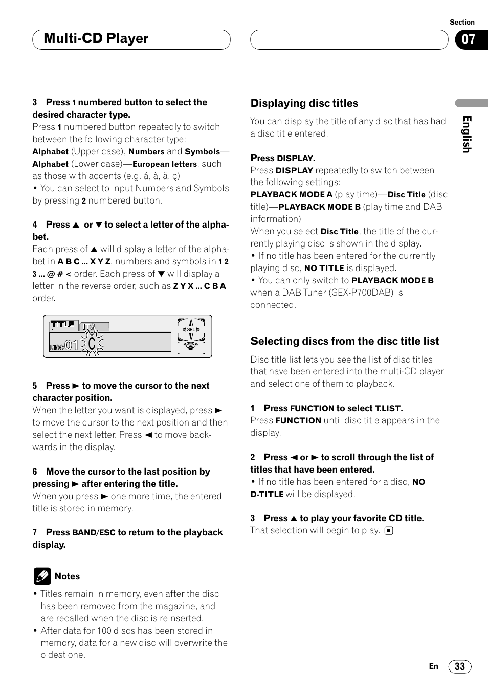 Title list 33, Multi-cd player | Pioneer DEH-P7400MP User Manual | Page 33 / 112