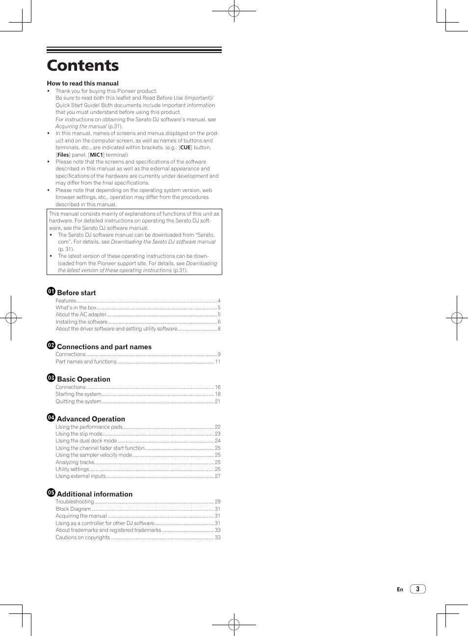 Pioneer DDJ-SX User Manual | Page 3 / 33