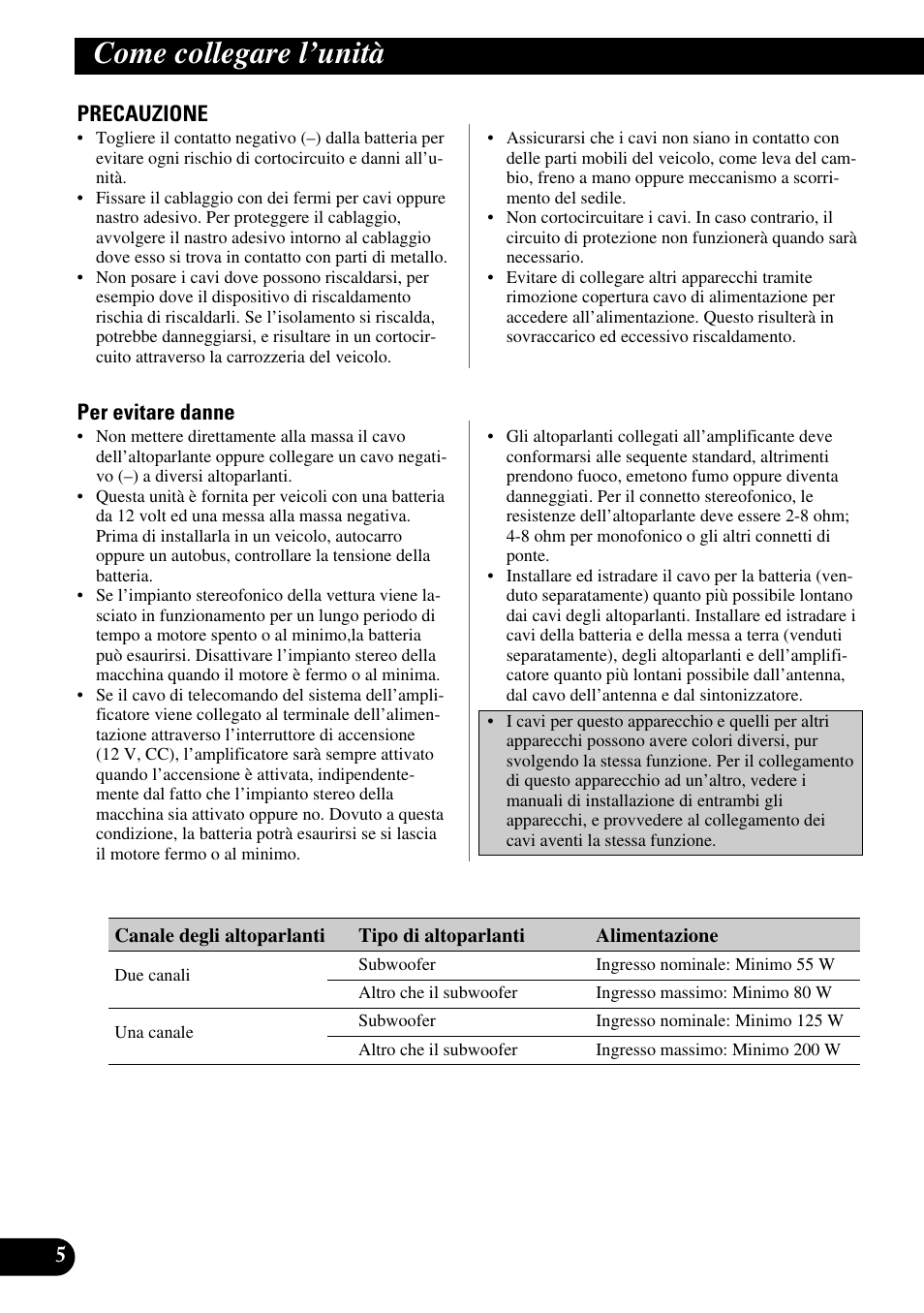 Come collegare i’unità, Come collegare l’unità | Pioneer GM-X362 User Manual | Page 54 / 76