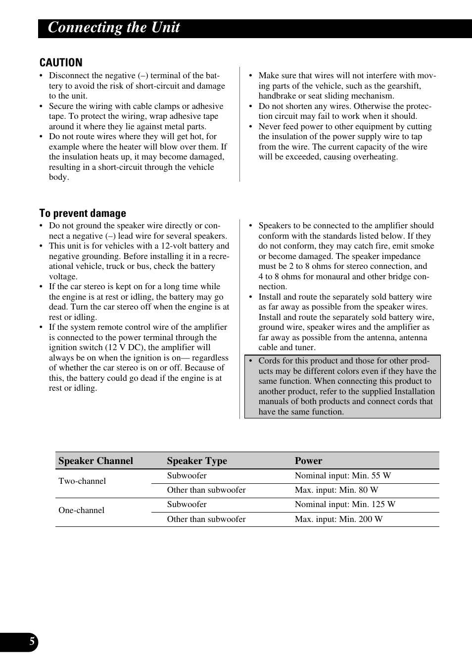 Connecting the unit | Pioneer GM-X362 User Manual | Page 6 / 76