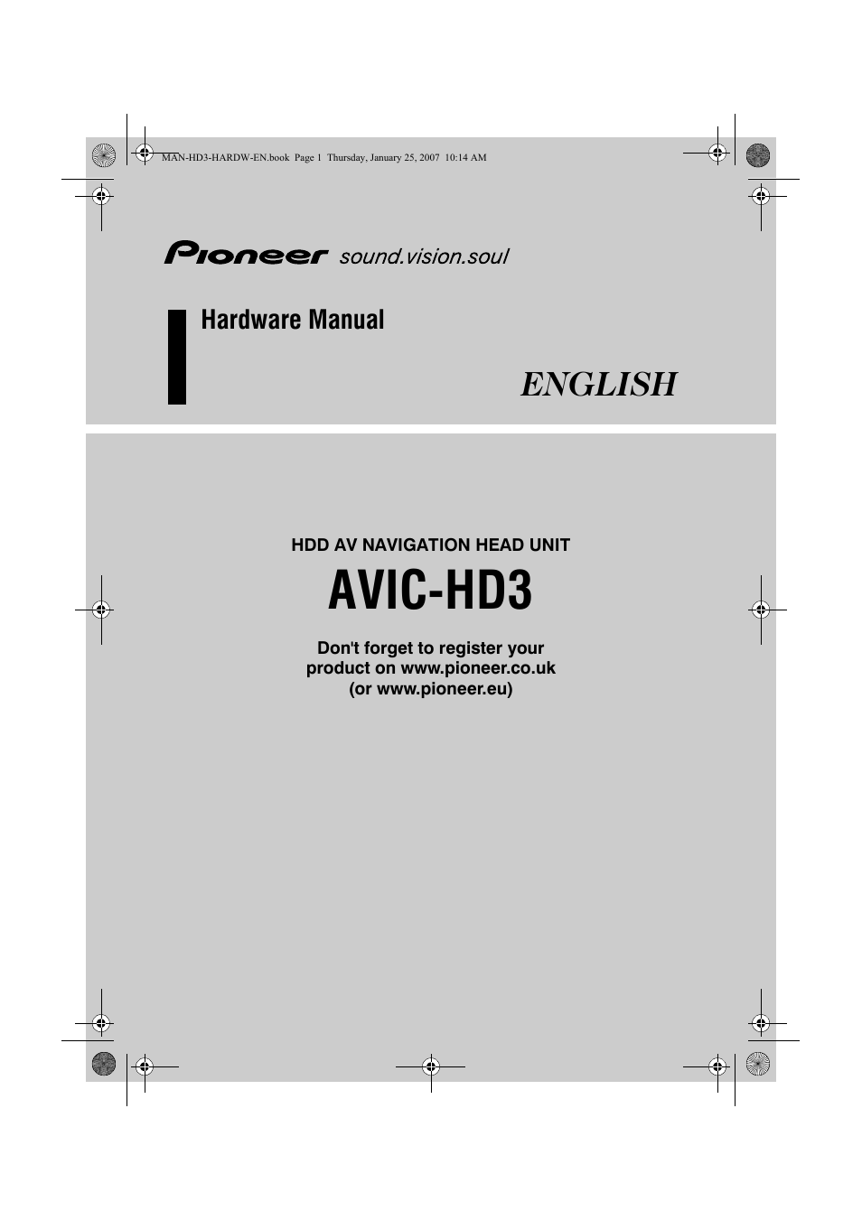 Pioneer AVIC-HD3 User Manual | 24 pages