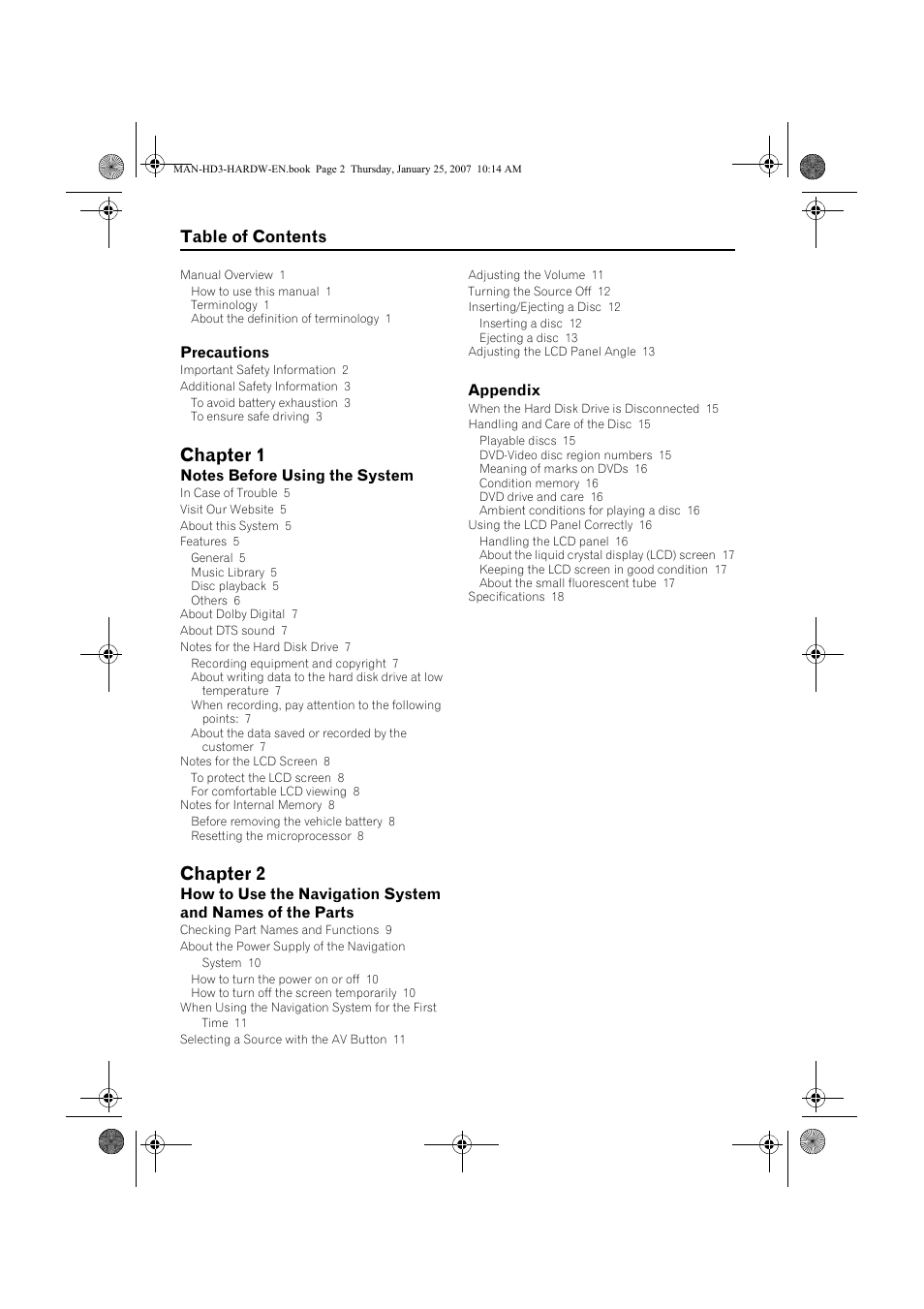 Pioneer AVIC-HD3 User Manual | Page 2 / 24