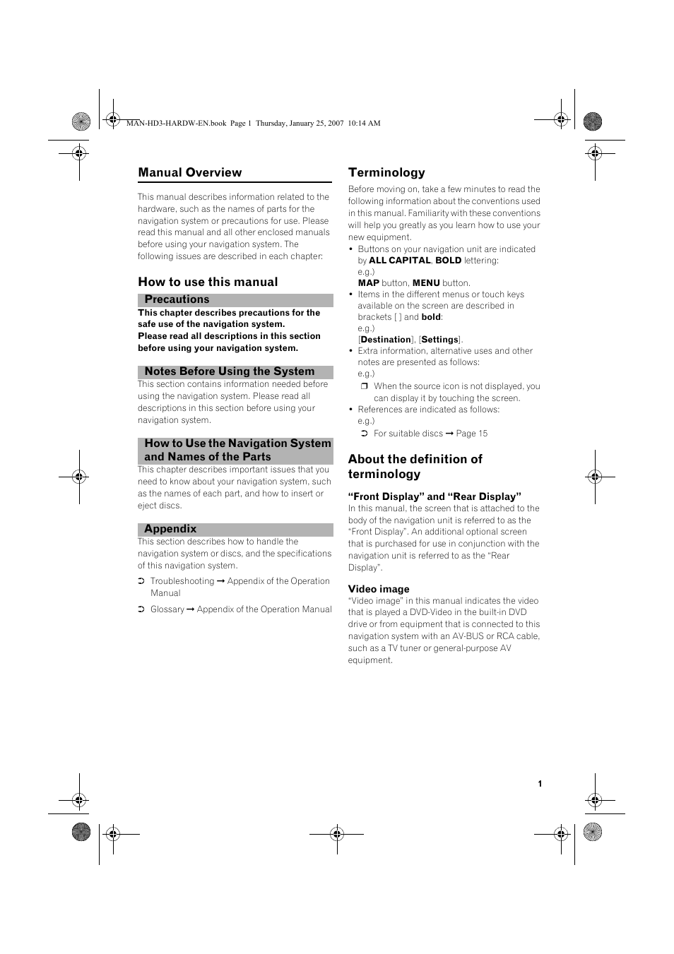 Manual overview, How to use this manual, Terminology | About the definition of terminology | Pioneer AVIC-HD3 User Manual | Page 3 / 24