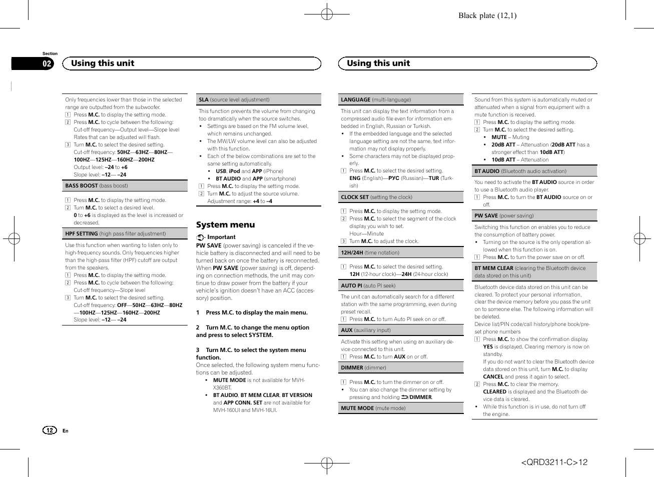 System menu, Using this unit | Pioneer MVH-160UI User Manual | Page 12 / 156