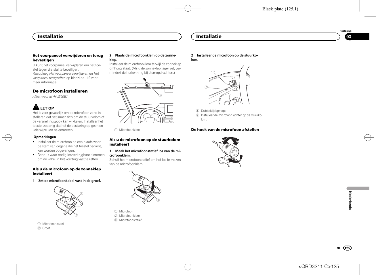 Installatie | Pioneer MVH-160UI User Manual | Page 125 / 156