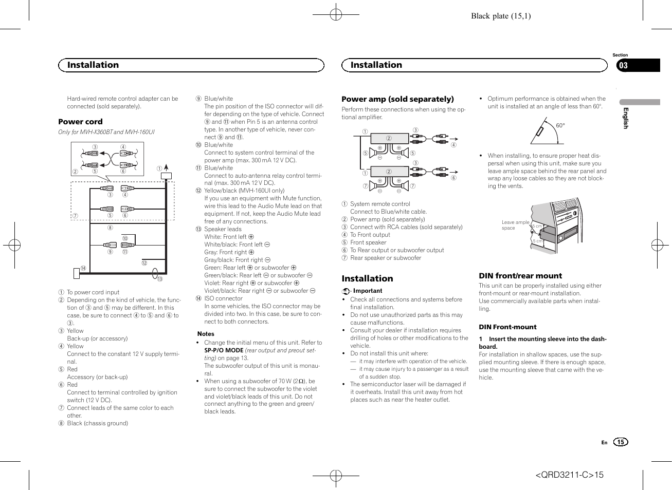 Installation | Pioneer MVH-160UI User Manual | Page 15 / 156