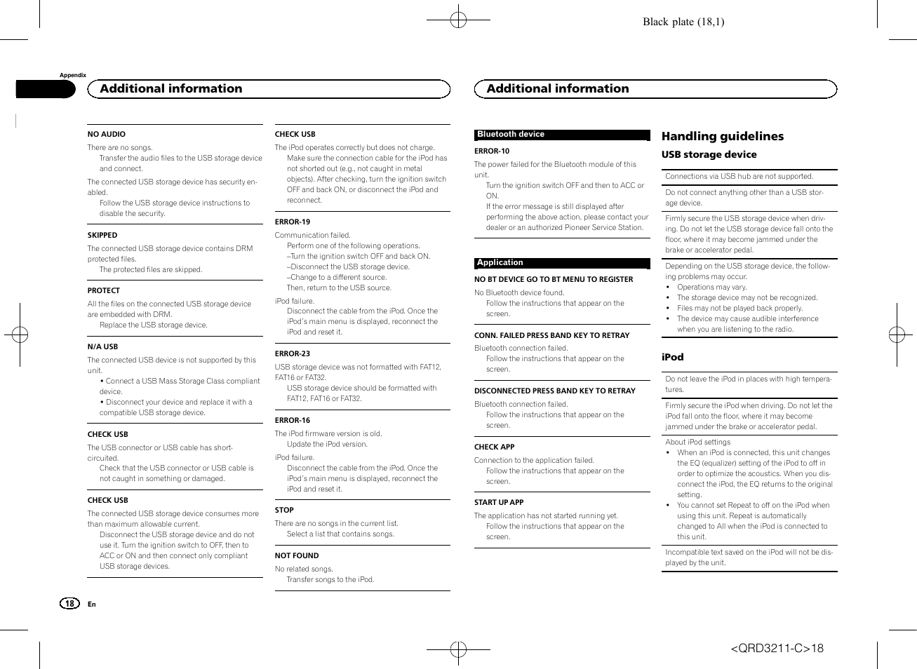 Handling guidelines, Additional information | Pioneer MVH-160UI User Manual | Page 18 / 156