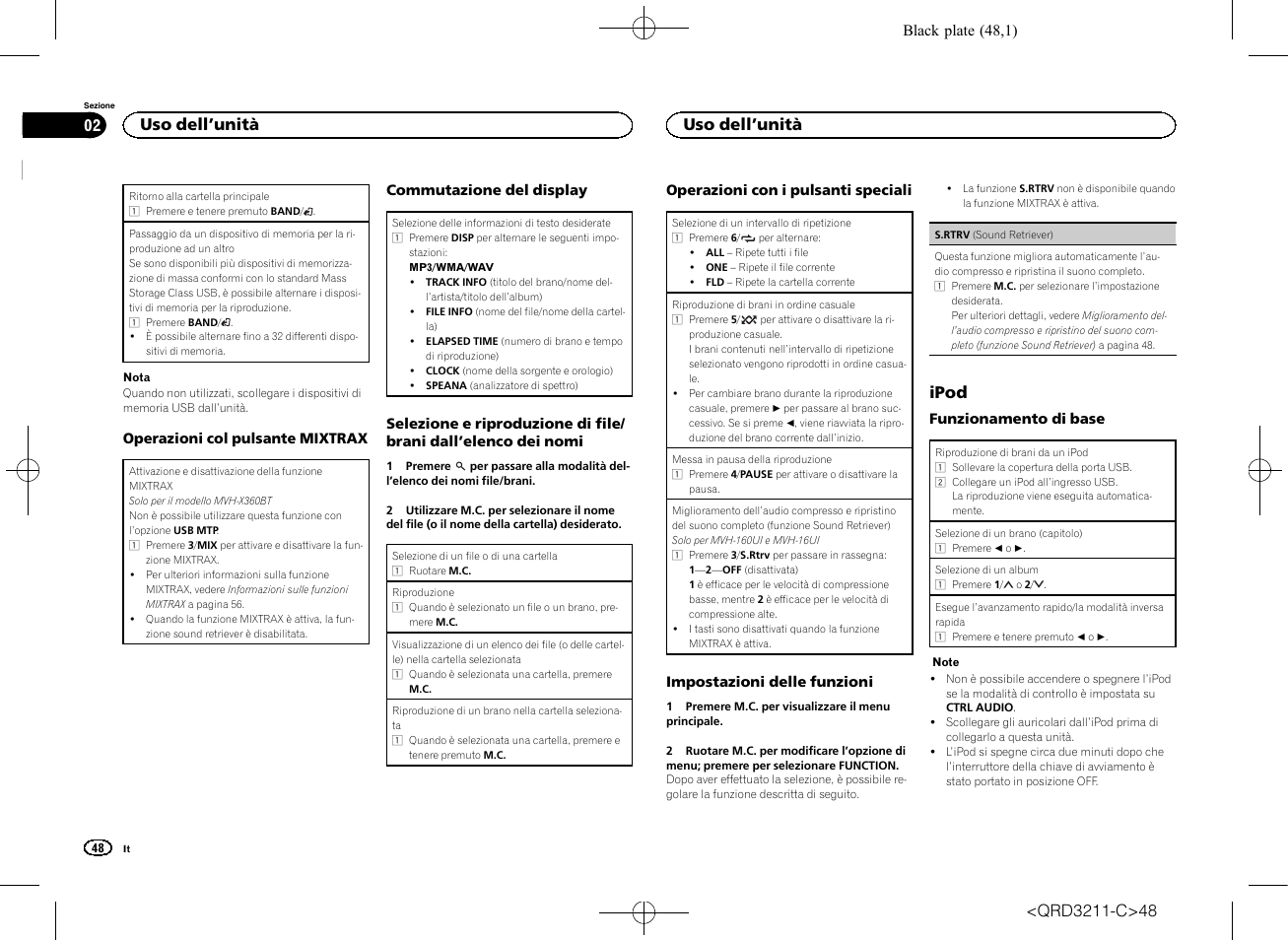 Ipod, Uso dell ’unità | Pioneer MVH-160UI User Manual | Page 48 / 156