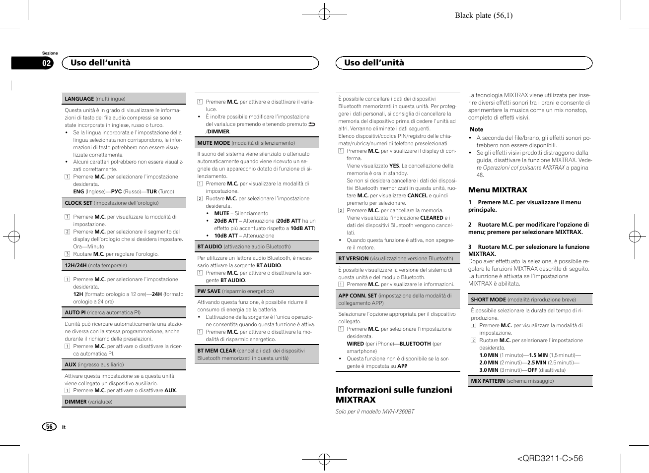 Informazioni sulle funzioni mixtrax, Uso dell ’unità | Pioneer MVH-160UI User Manual | Page 56 / 156
