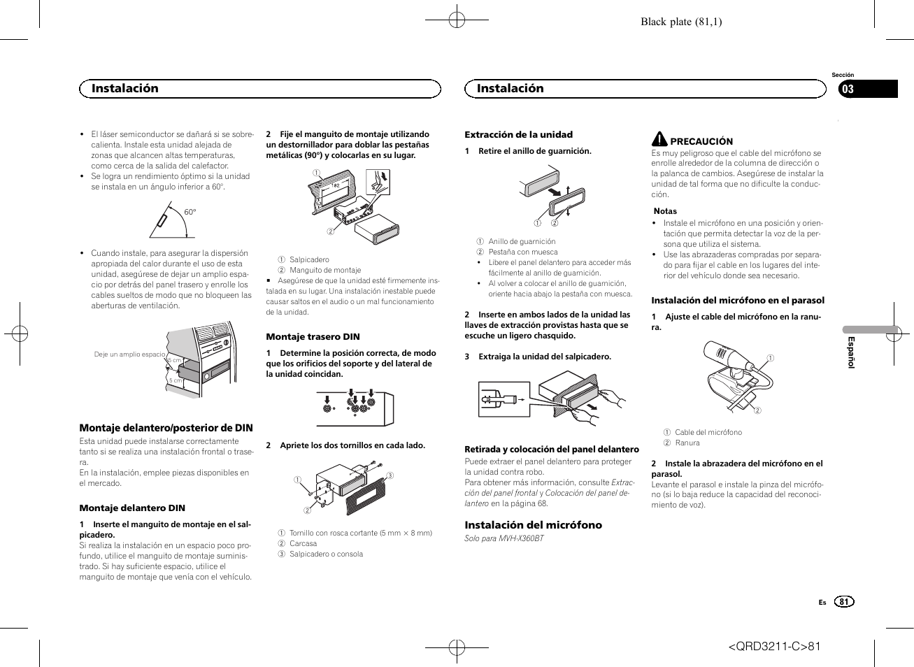 Instalación | Pioneer MVH-160UI User Manual | Page 81 / 156