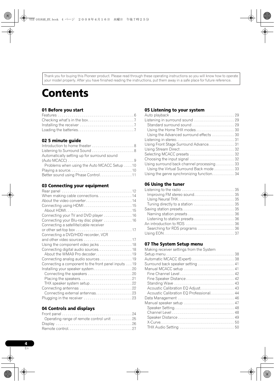 Pioneer VSX-1018AH-S User Manual | Page 4 / 96