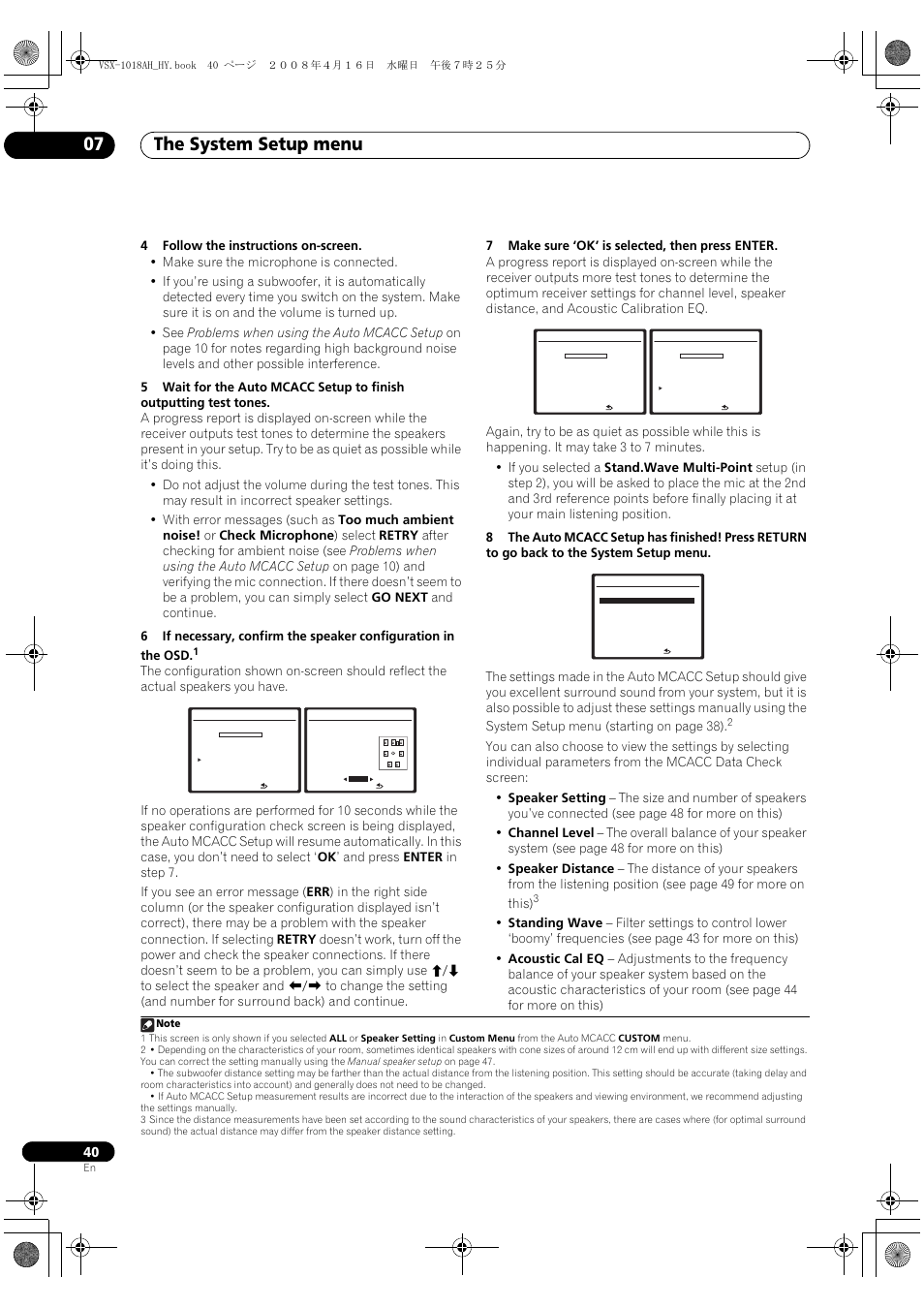 The system setup menu 07 | Pioneer VSX-1018AH-S User Manual | Page 40 / 96