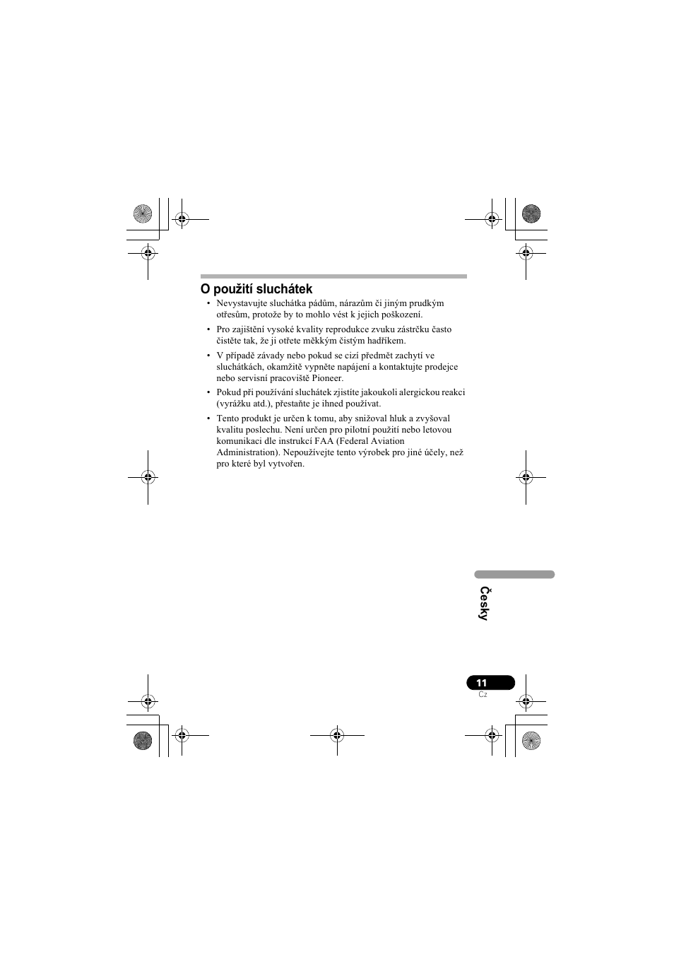 O použití sluchátek | Pioneer SE-NC31C-K User Manual | Page 143 / 196