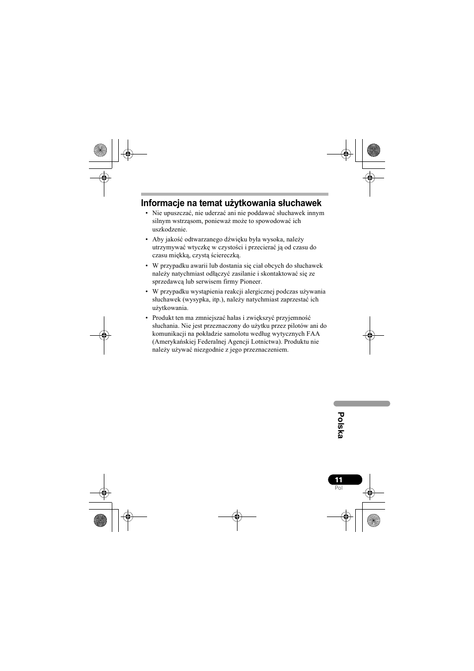 Informacje na temat użytkowania słuchawek | Pioneer SE-NC31C-K User Manual | Page 191 / 196