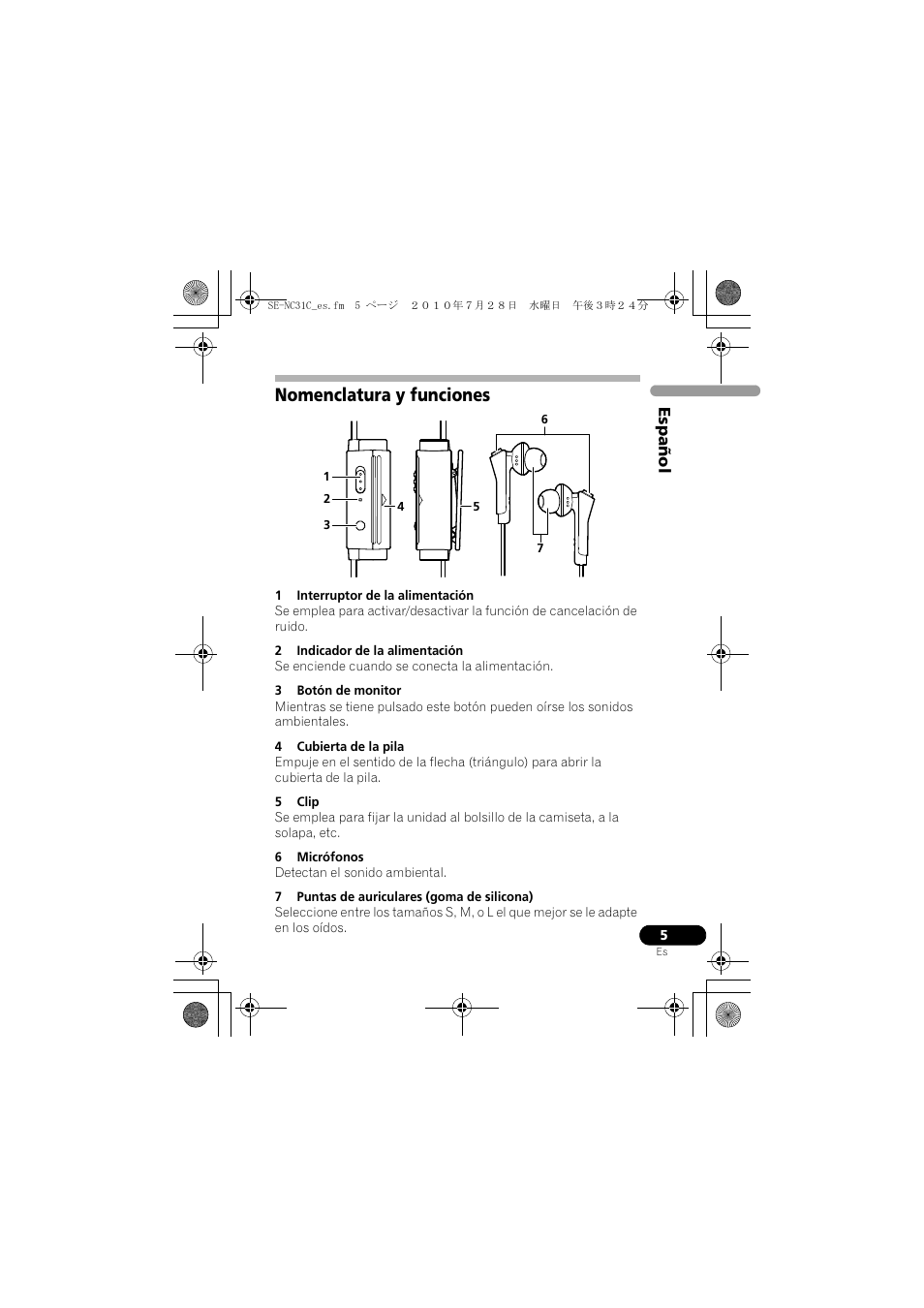 Nomenclatura y funciones | Pioneer SE-NC31C-K User Manual | Page 53 / 196
