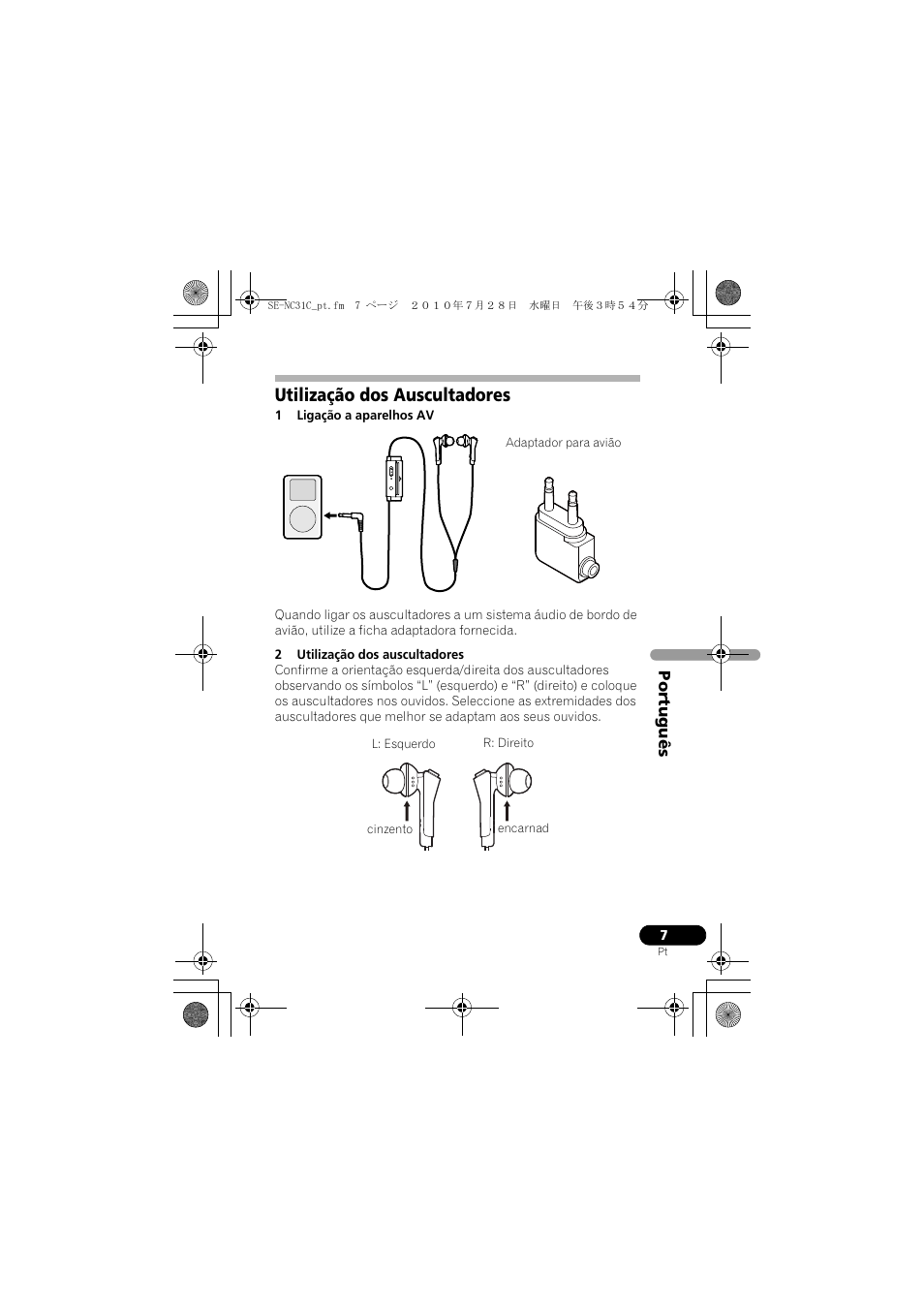 Utilização dos auscultadores | Pioneer SE-NC31C-K User Manual | Page 79 / 196