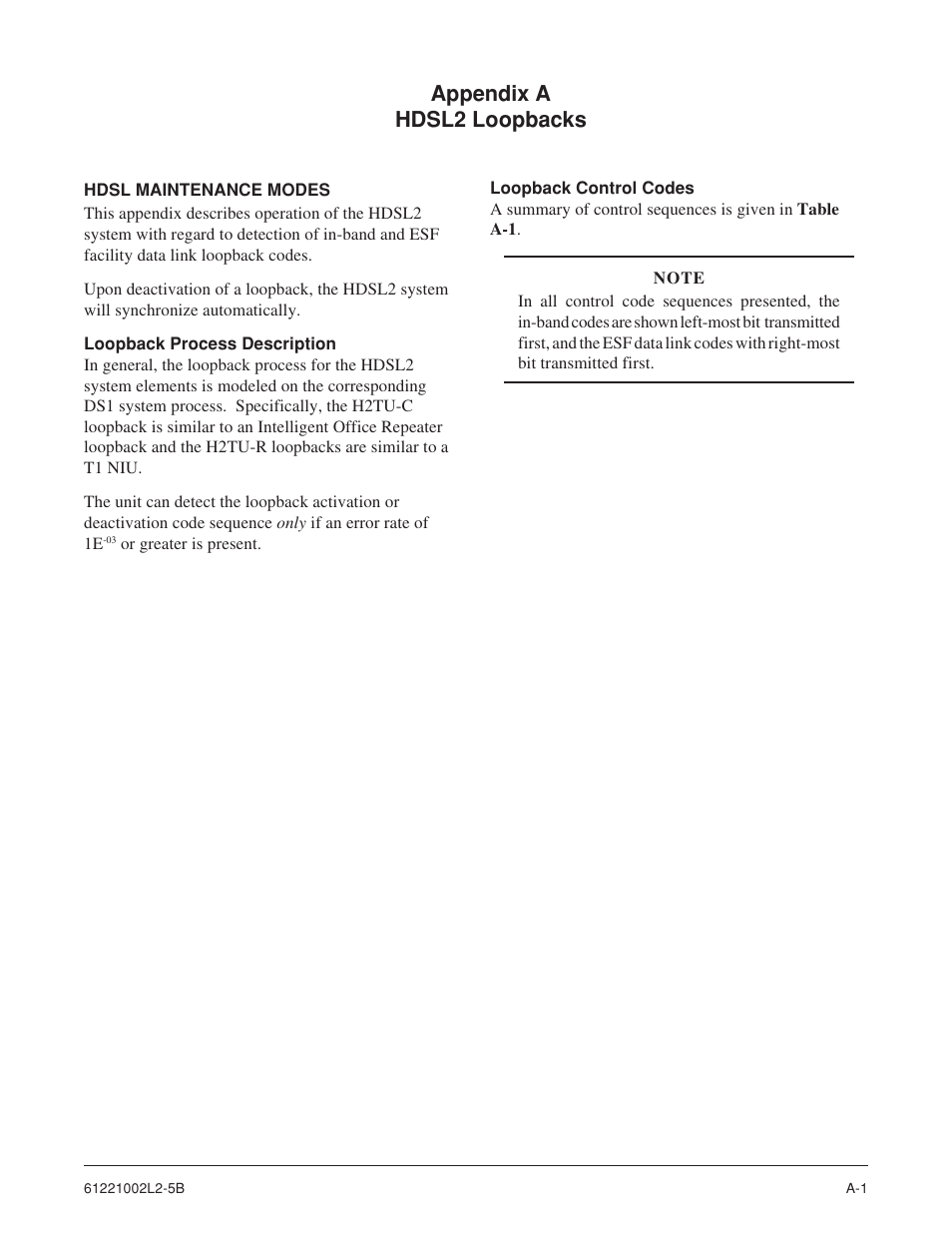 Appendix a hdsl2 loopbacks | ADTRAN AHDSL2 User Manual | Page 13 / 30