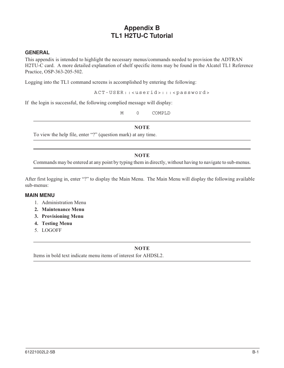 Appendix b tl1 h2tu-c tutorial | ADTRAN AHDSL2 User Manual | Page 17 / 30