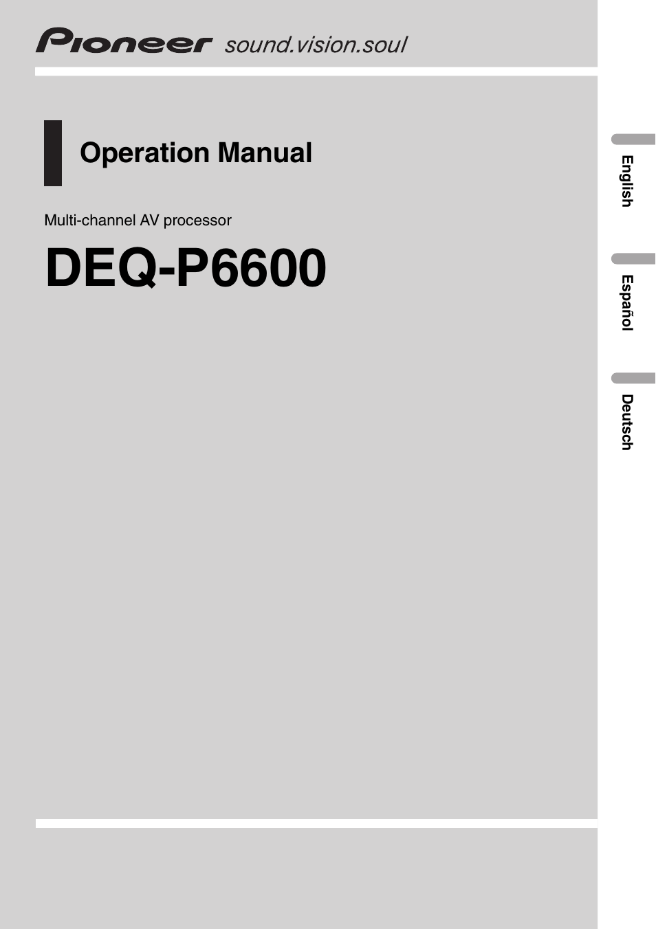 Pioneer DEQ-P6600 User Manual | 69 pages