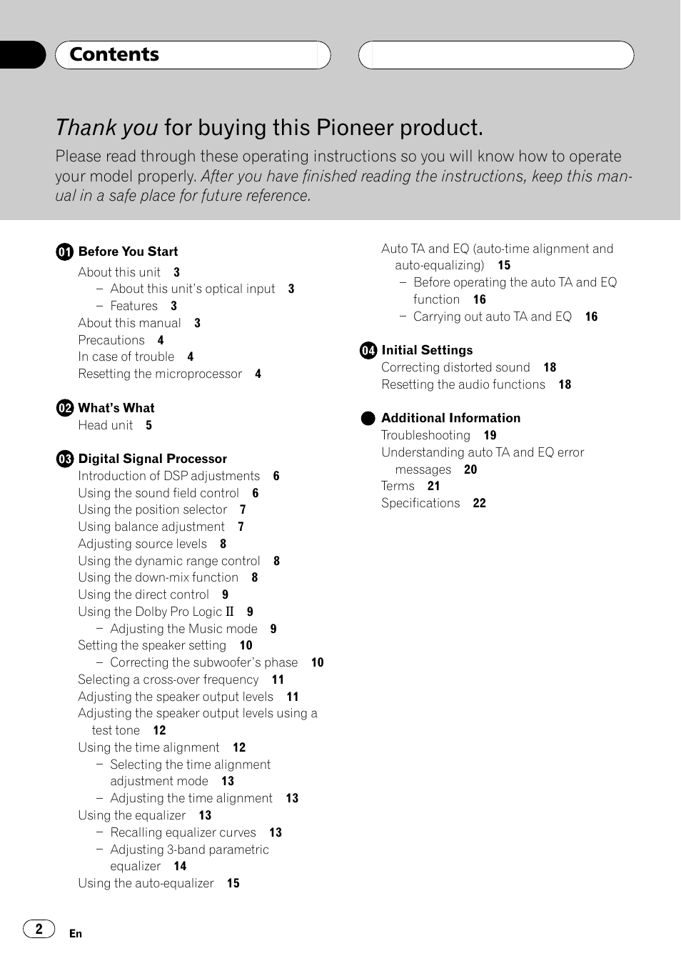 Pioneer DEQ-P6600 User Manual | Page 2 / 69