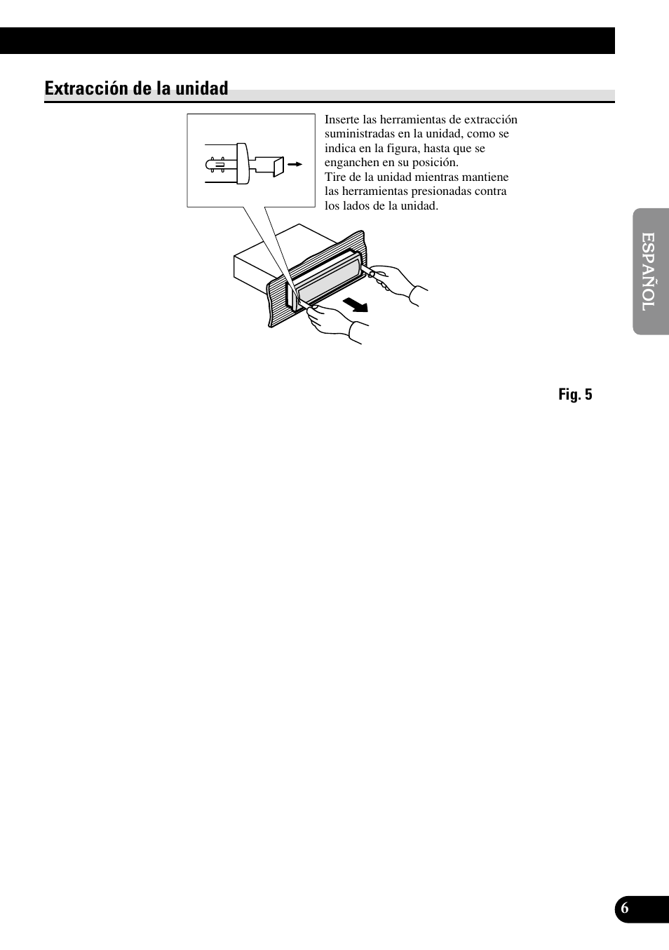 A title (english), Extracción de la unidad | Pioneer DEH-P6400R User Manual | Page 15 / 52