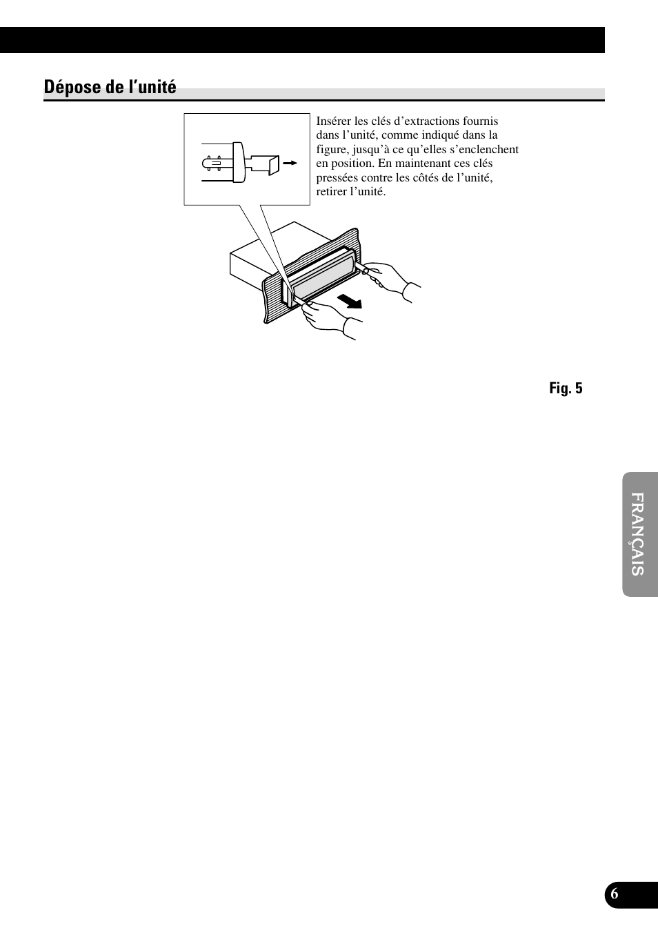 A title (english), Dépose de l’unité | Pioneer DEH-P6400R User Manual | Page 31 / 52