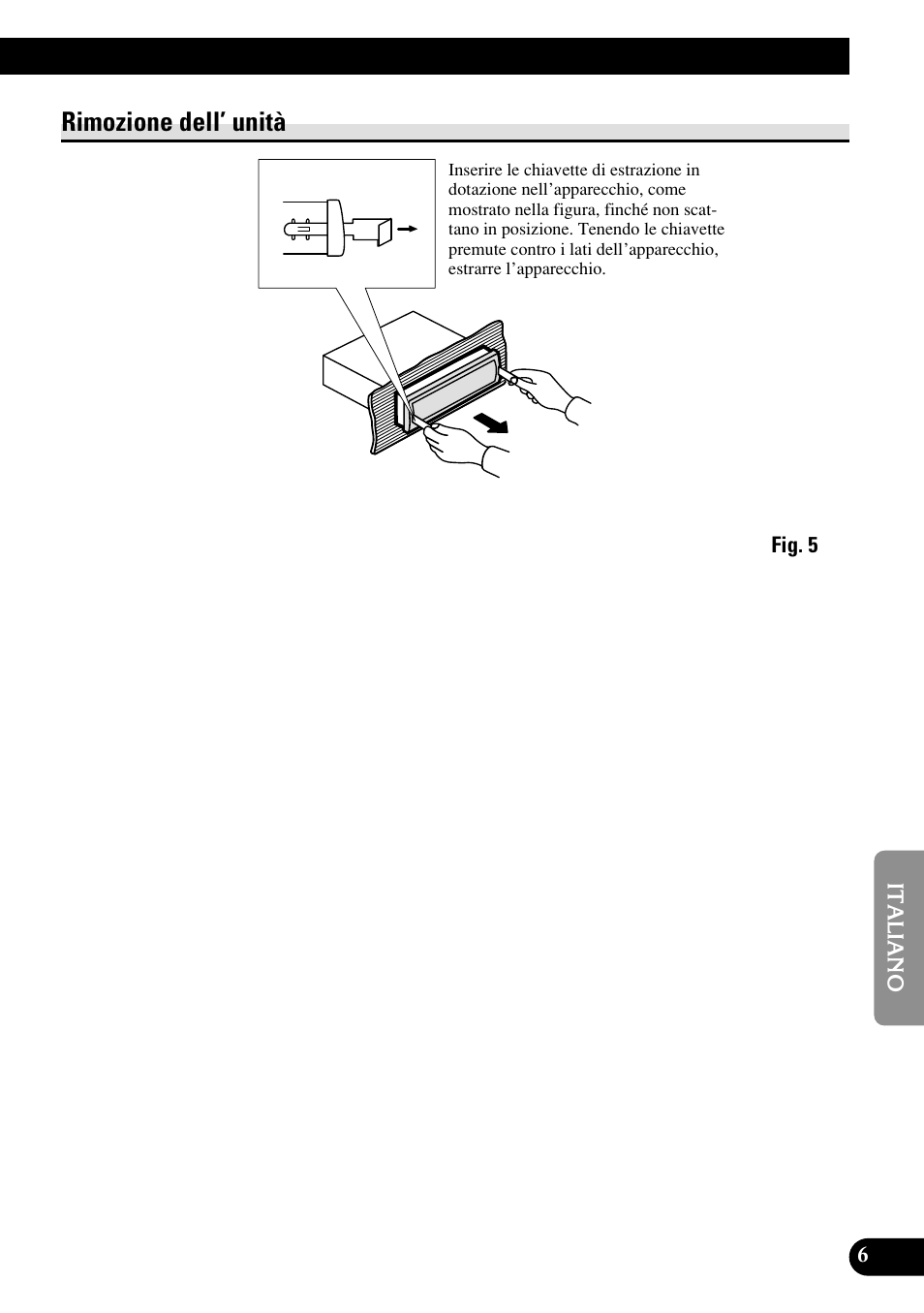 A title (english), Rimozione dell’ unità | Pioneer DEH-P6400R User Manual | Page 39 / 52