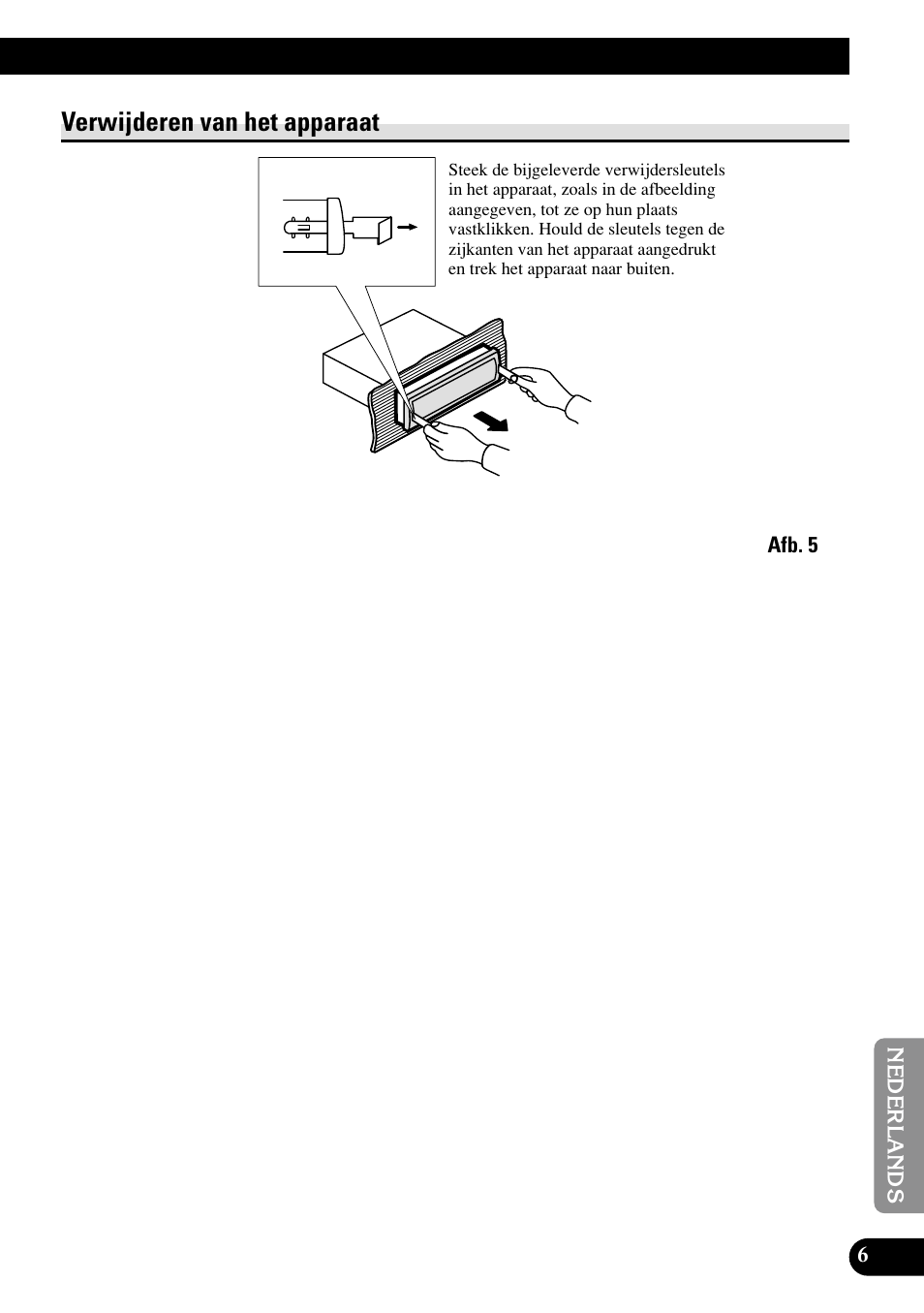 A title (english), Verwijderen van het apparaat | Pioneer DEH-P6400R User Manual | Page 47 / 52