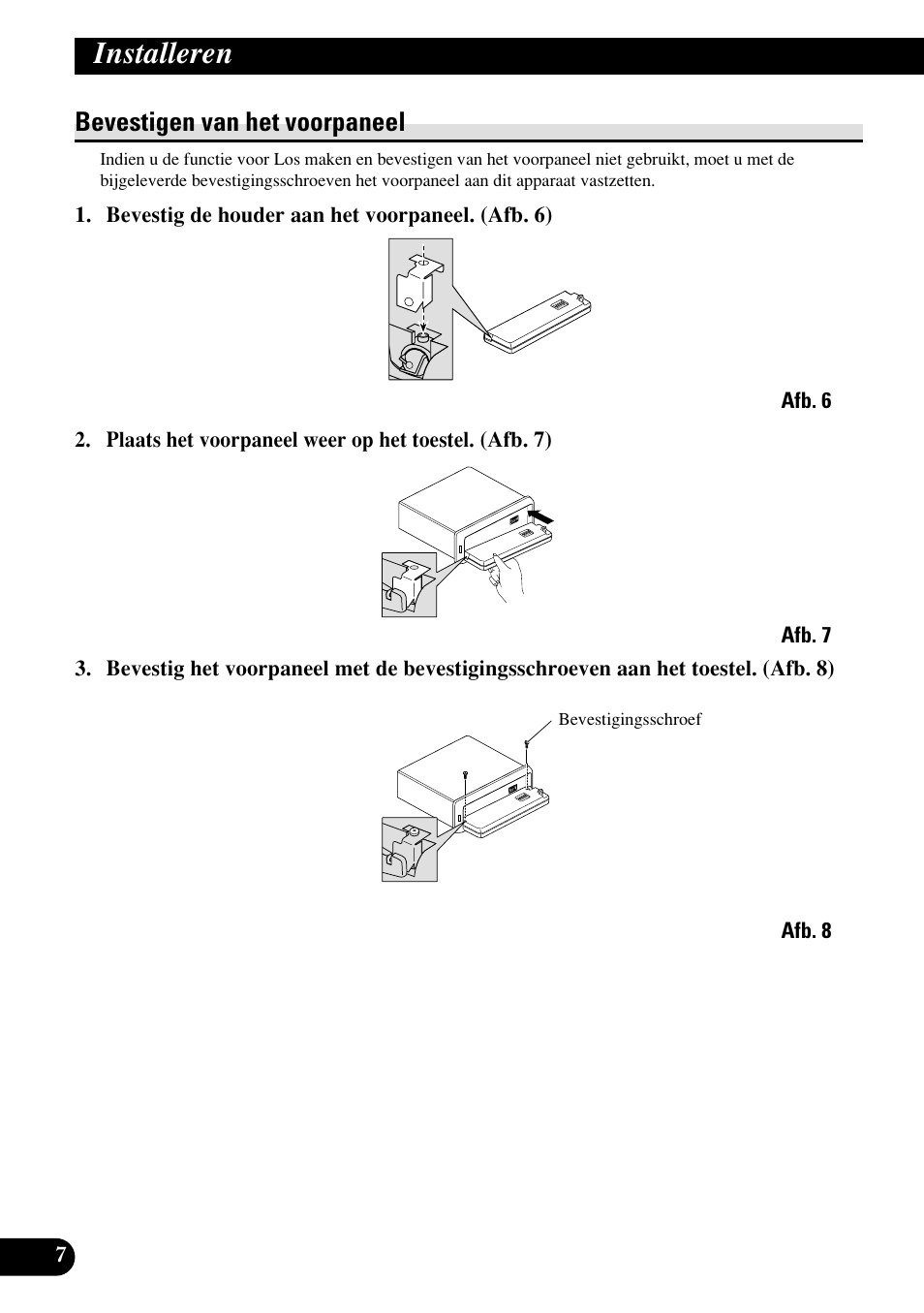 A title (english) installeren, Bevestigen van het voorpaneel | Pioneer DEH-P6400R User Manual | Page 48 / 52