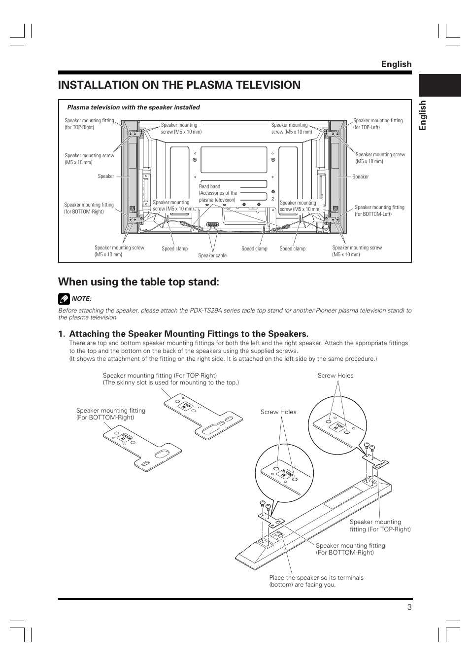 Operating instructions, Speaker system, English | Pioneer PDP-S60 User Manual | Page 3 / 44