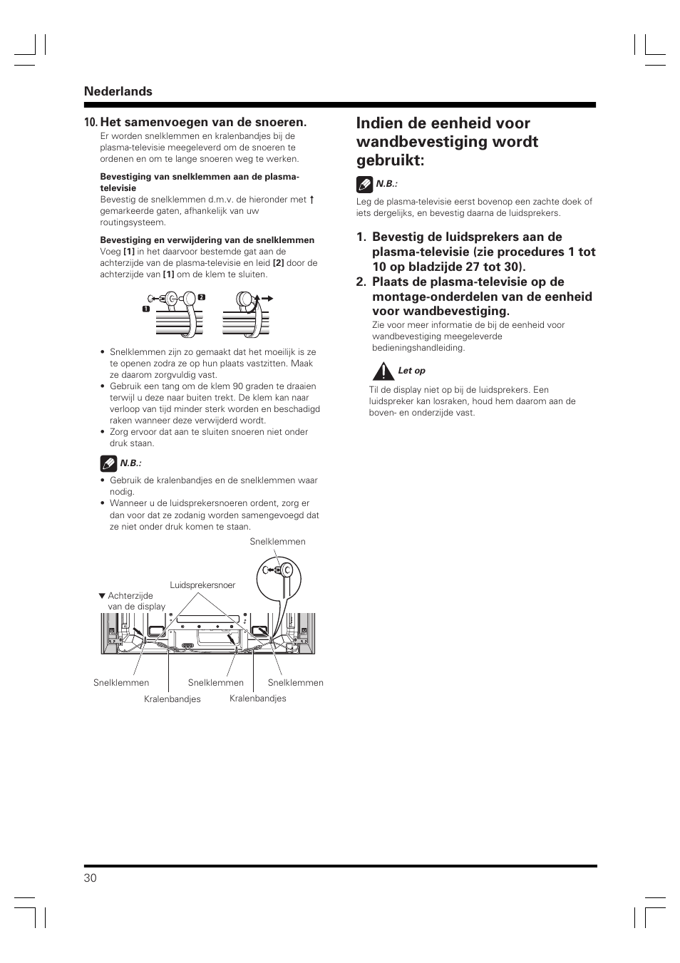 Nederlands, Het samenvoegen van de snoeren | Pioneer PDP-S60 User Manual | Page 30 / 44