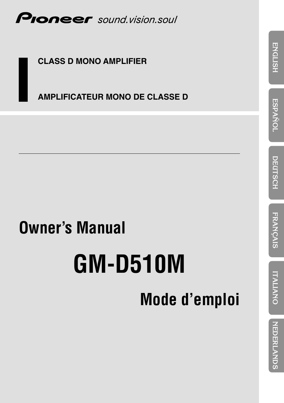 Pioneer GM-D510M User Manual | 74 pages