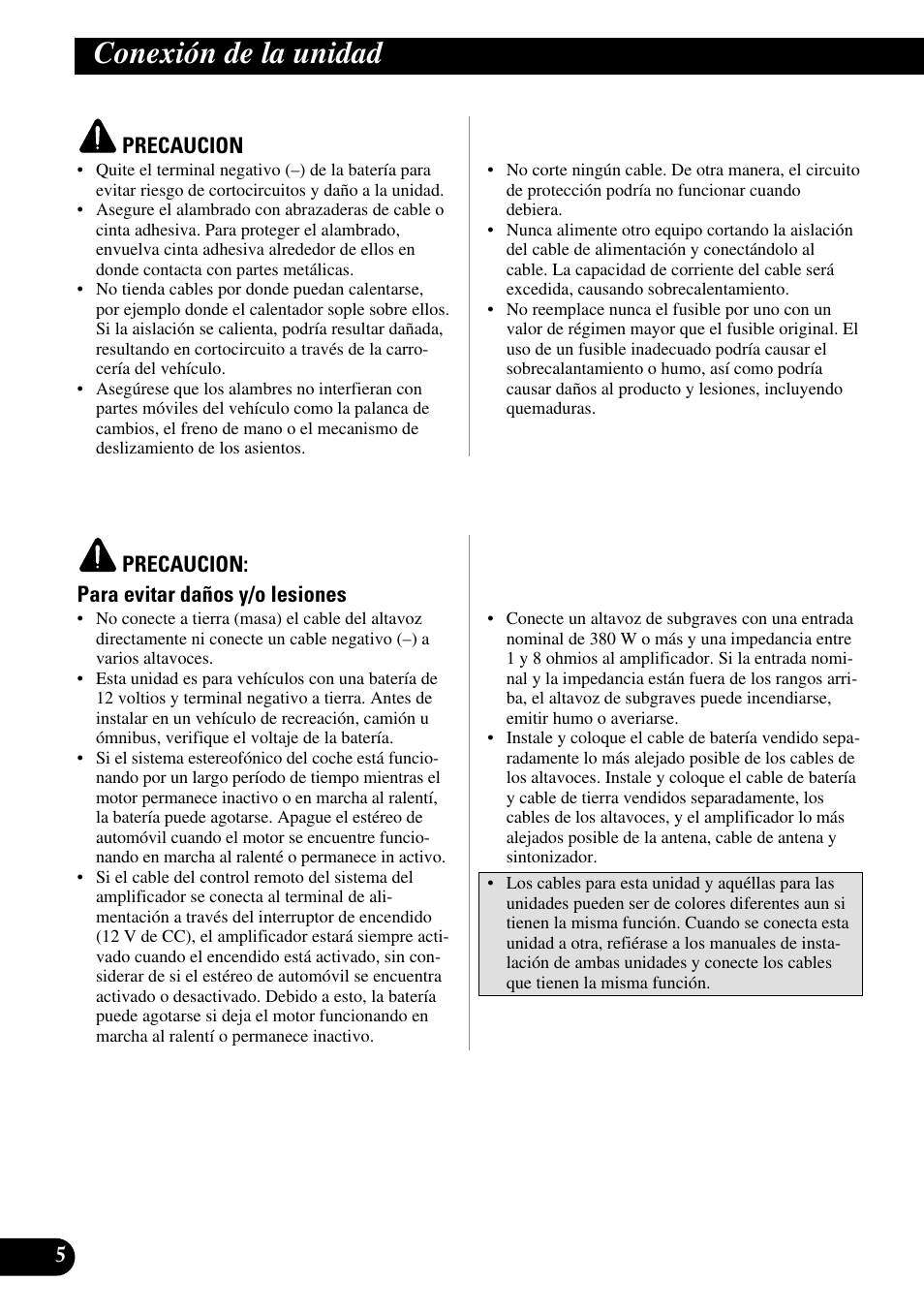 Conexión de la unidad | Pioneer GM-D510M User Manual | Page 18 / 74