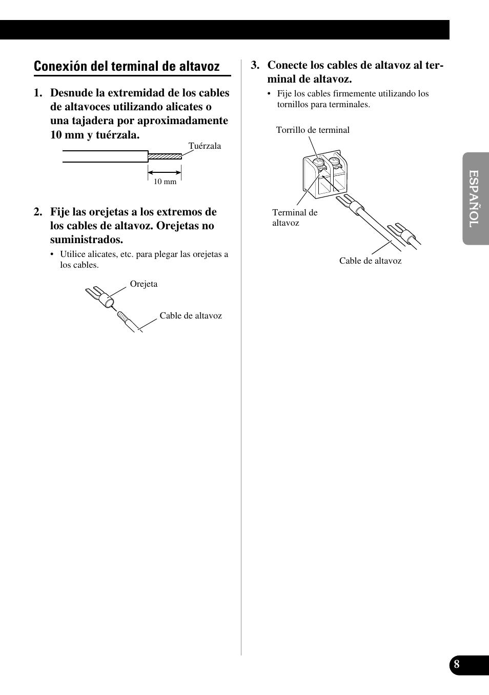Conexión del terminal de altavoz | Pioneer GM-D510M User Manual | Page 21 / 74