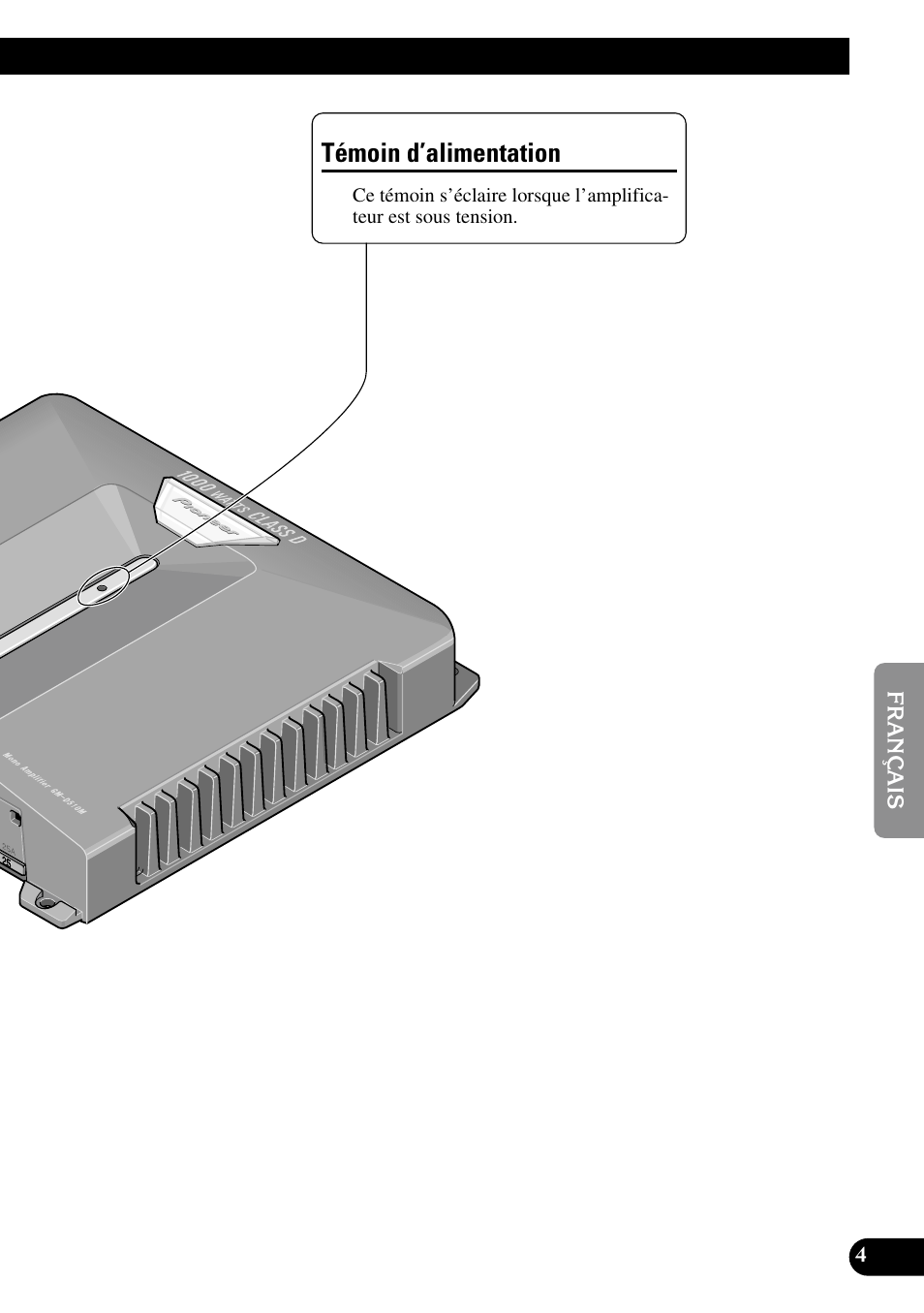 Témoin d’alimentation | Pioneer GM-D510M User Manual | Page 41 / 74