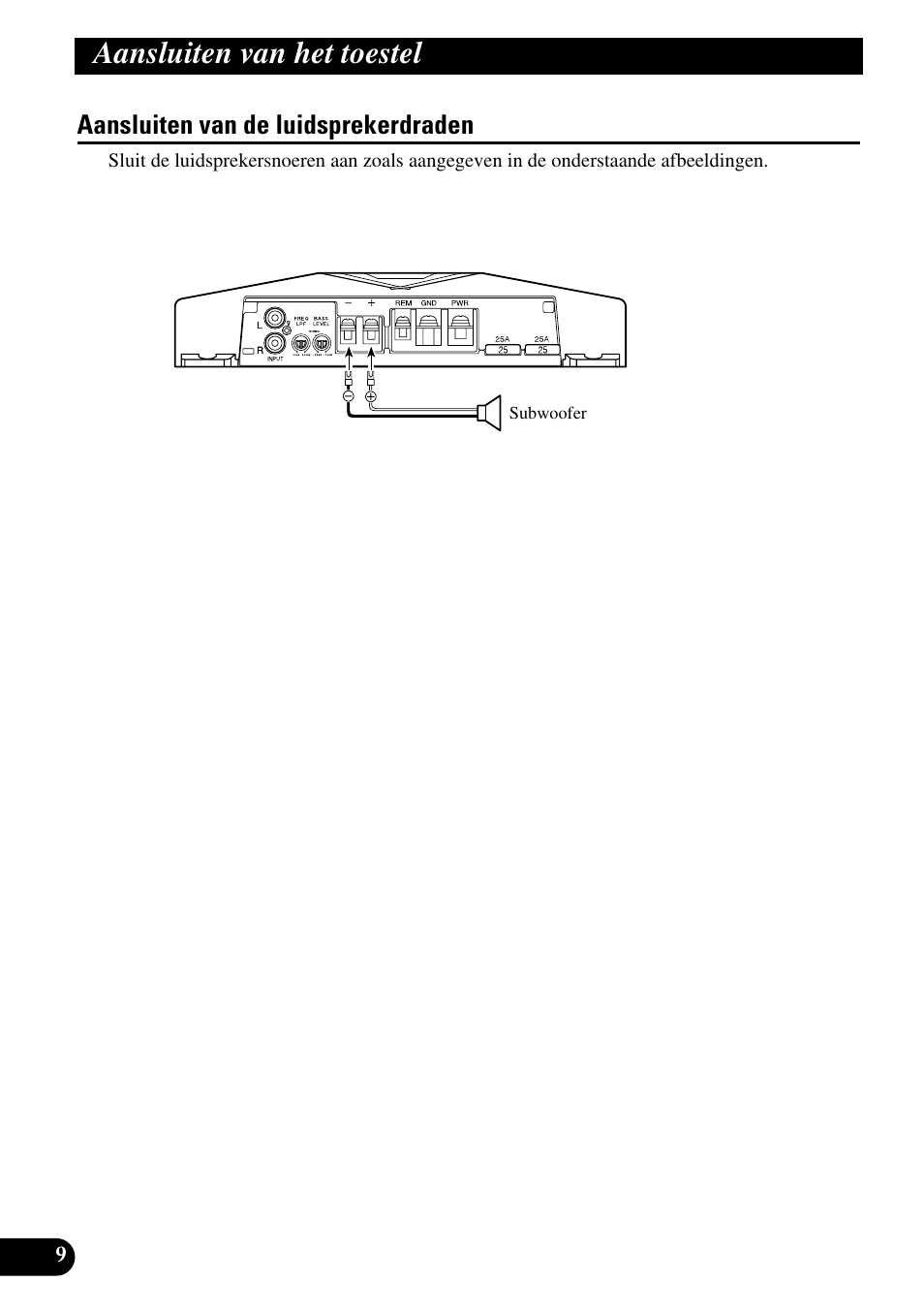 Aansluiten van de luidsprekerdraden, Aansluiten van het toestel | Pioneer GM-D510M User Manual | Page 70 / 74