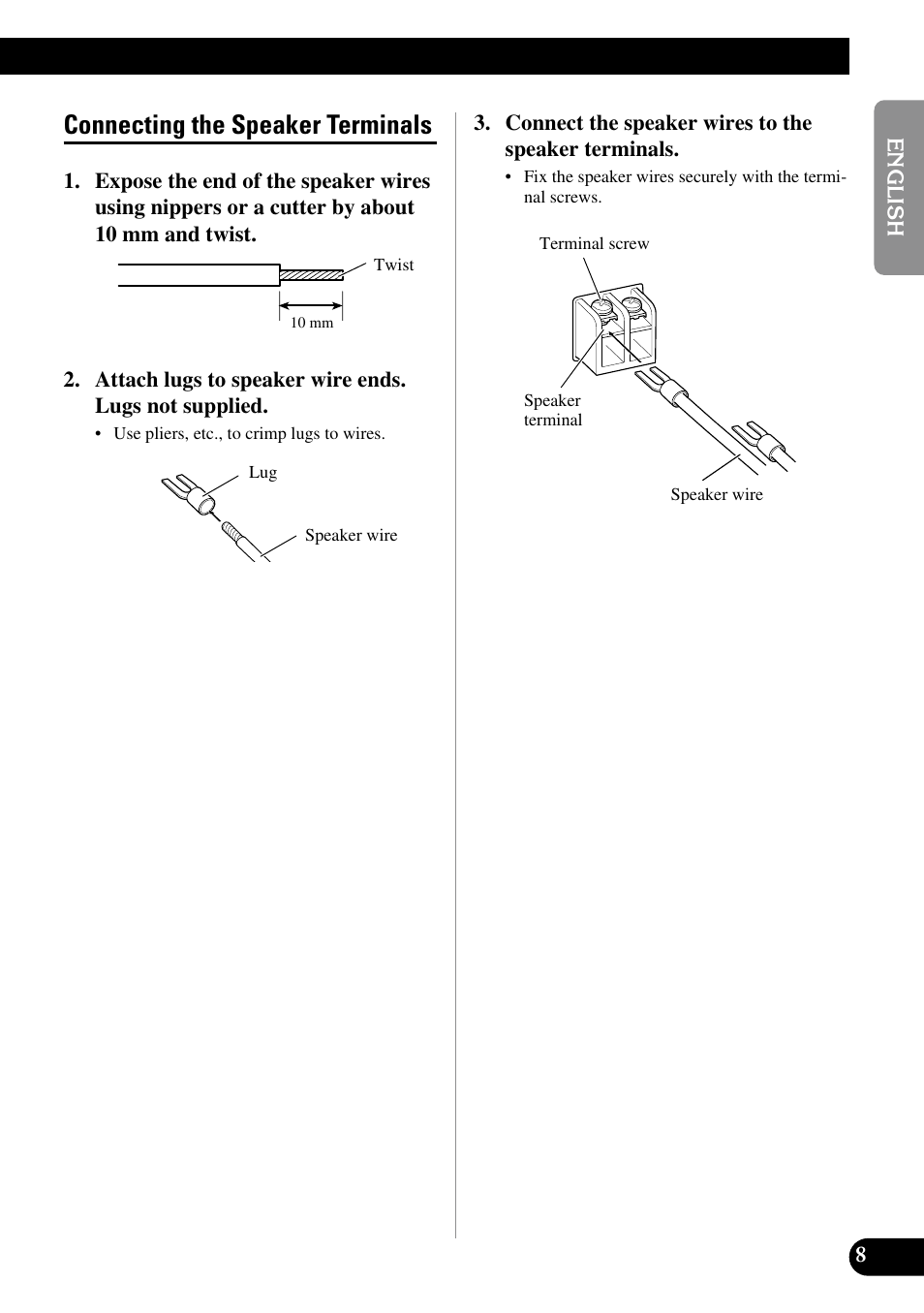 Connecting the speaker terminals | Pioneer GM-D510M User Manual | Page 9 / 74